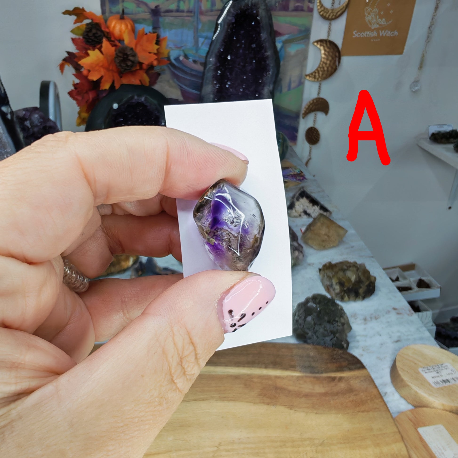 Brandberg Amethtst rare tumble with phantom purple and smokey quartz hue