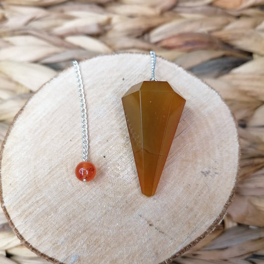 Red Carnelian Pendulum with silver coated chain and carnelian bead