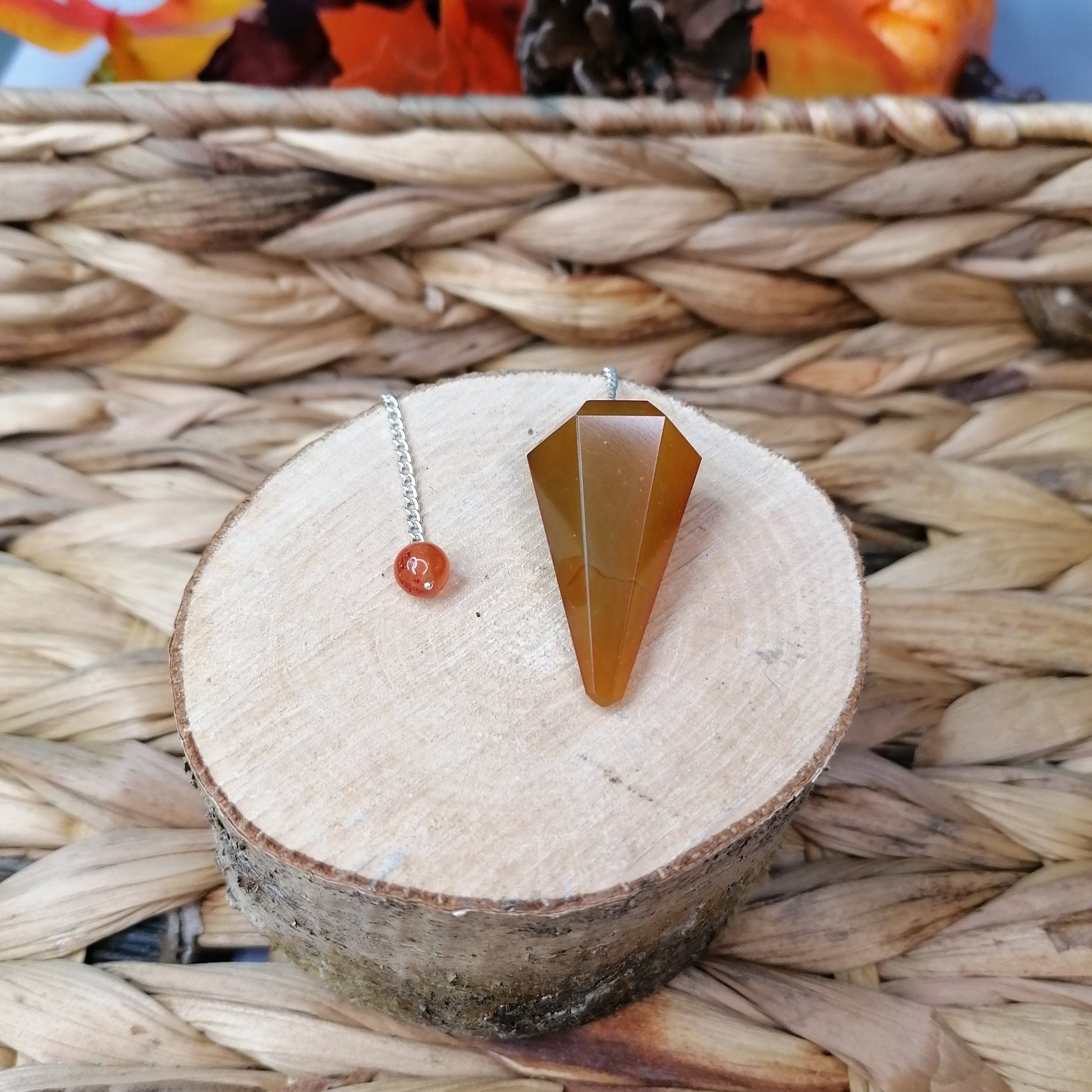 Red Carnelian Pendulum with silver chain for use in rituals