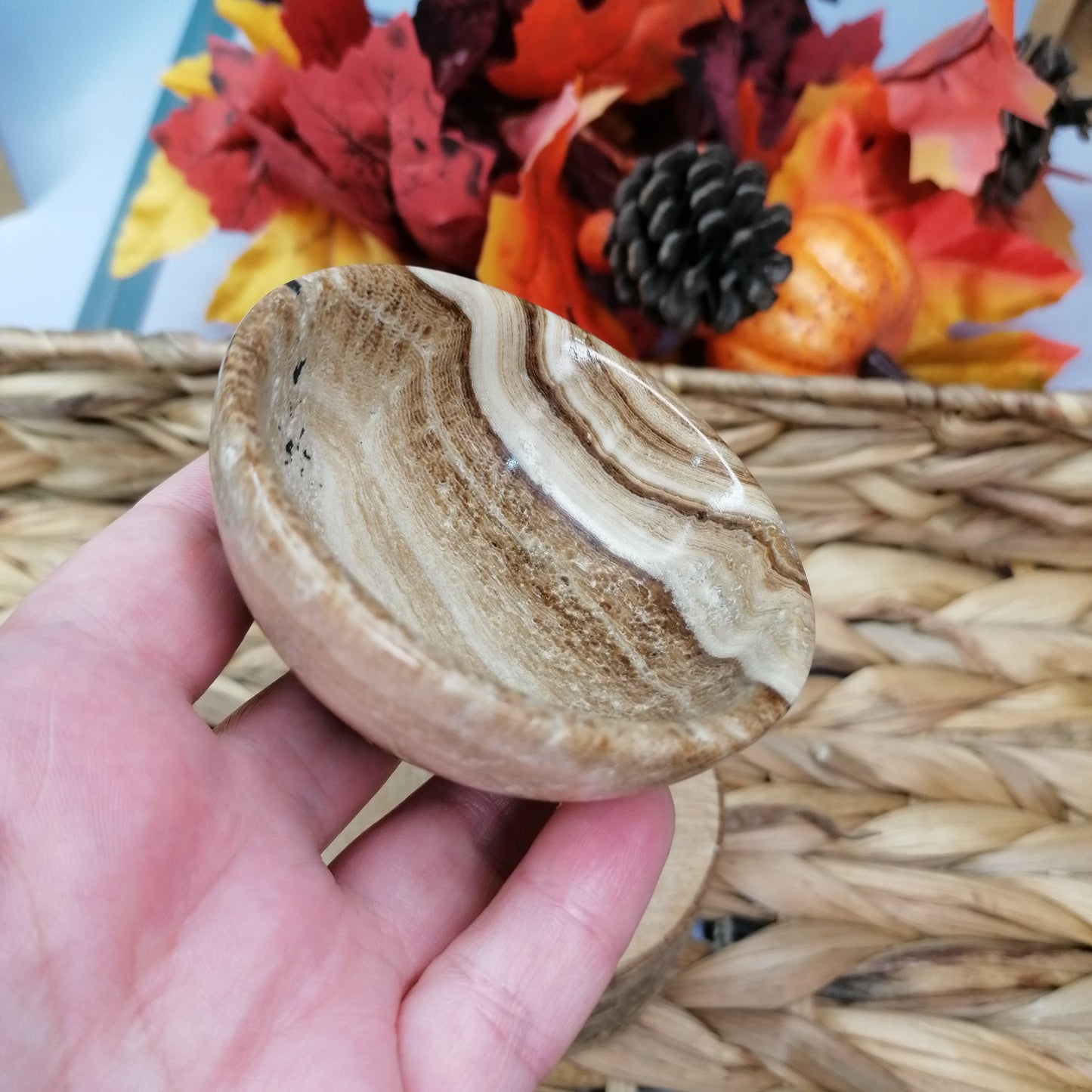 Brown and cream Chocolate Calcite Tumble Dish