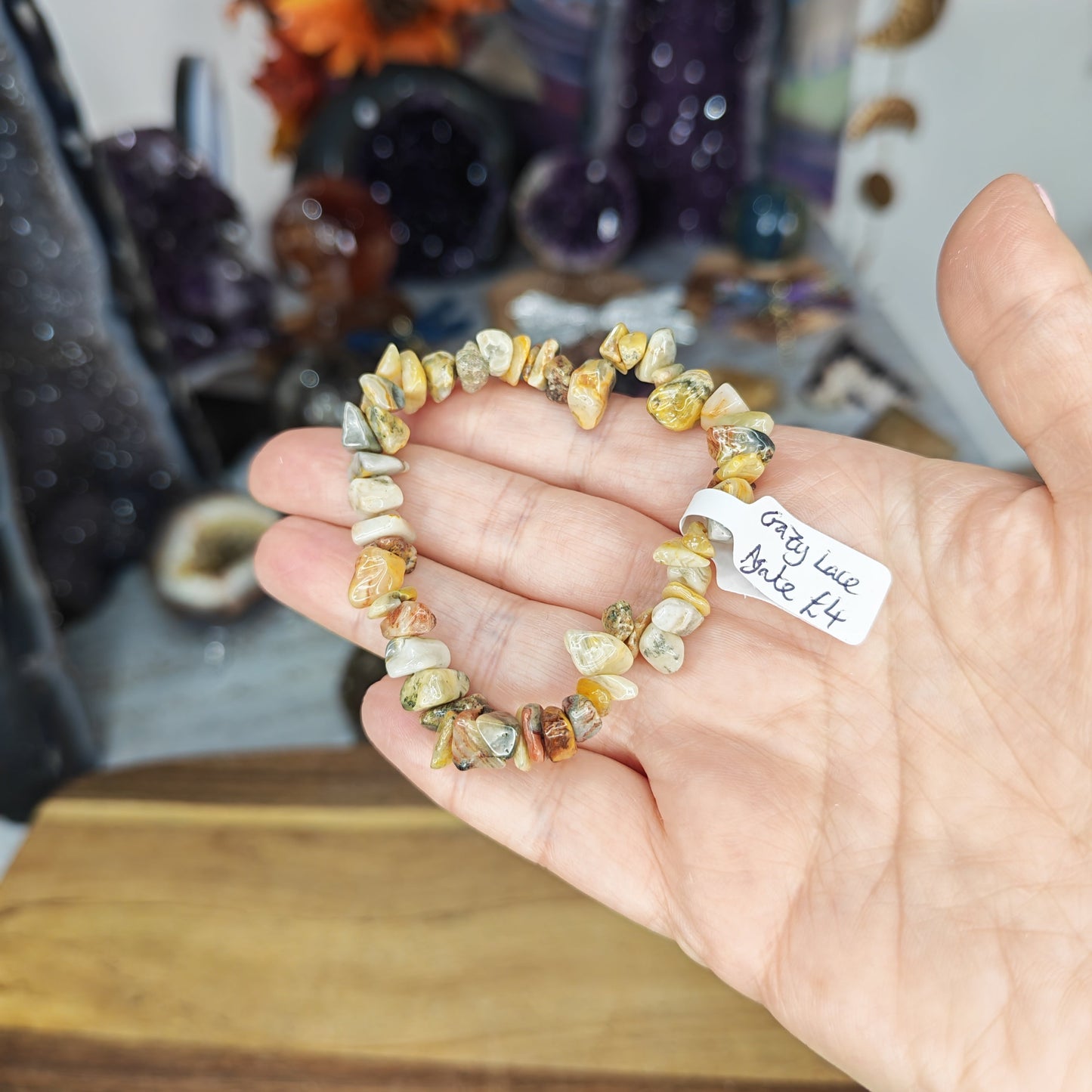 Yellow Crazy Lace Agate Chip Bracelet