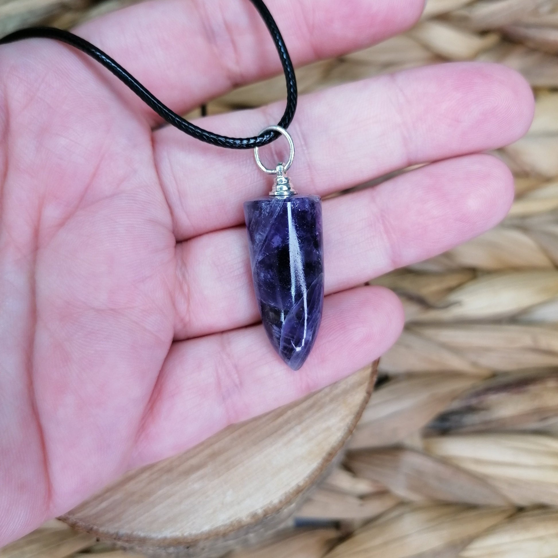 Purple Amethyst Crystal Bullet Necklace