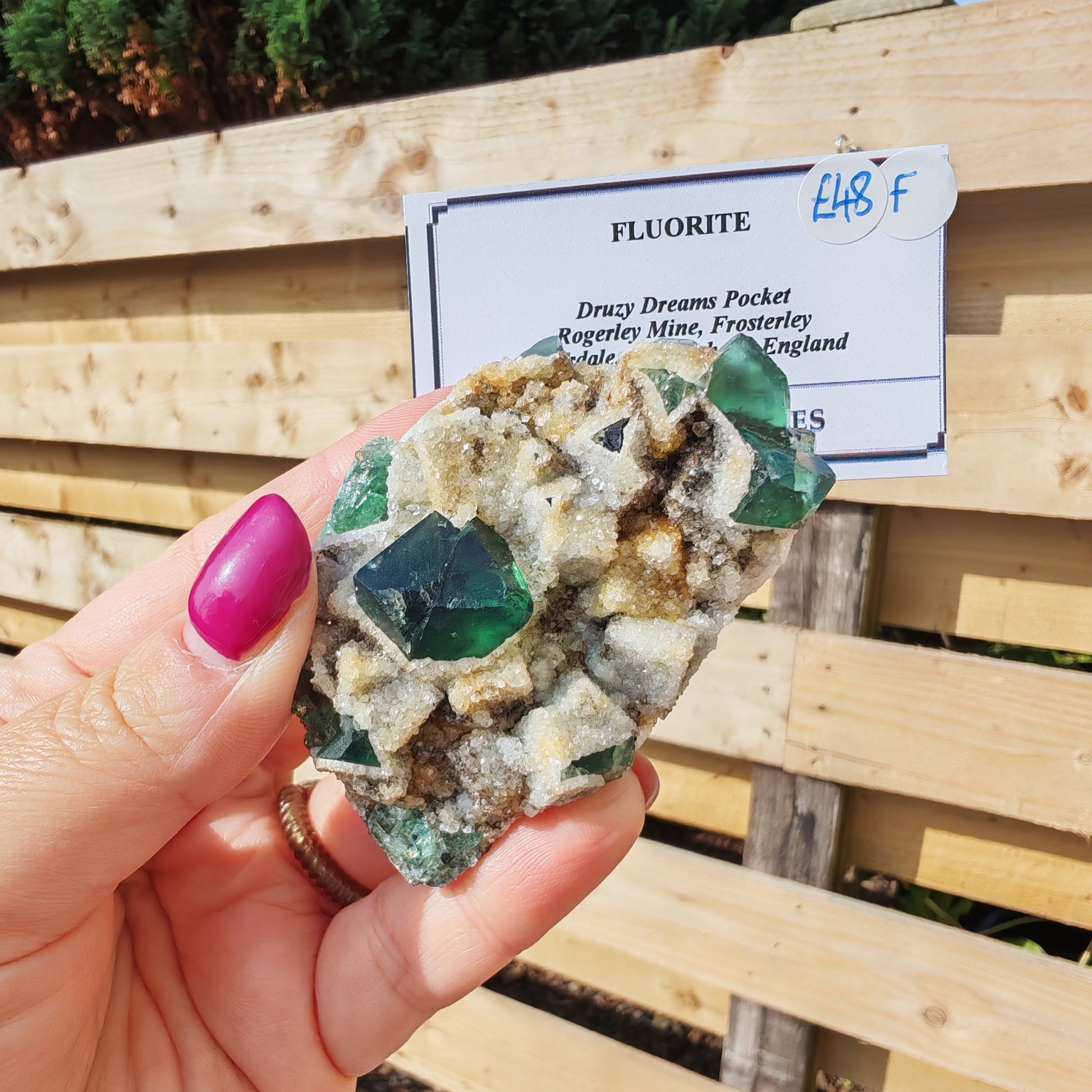 Green Fluorite with white and yellow quartz from the Druzy Dreams Pocket UK