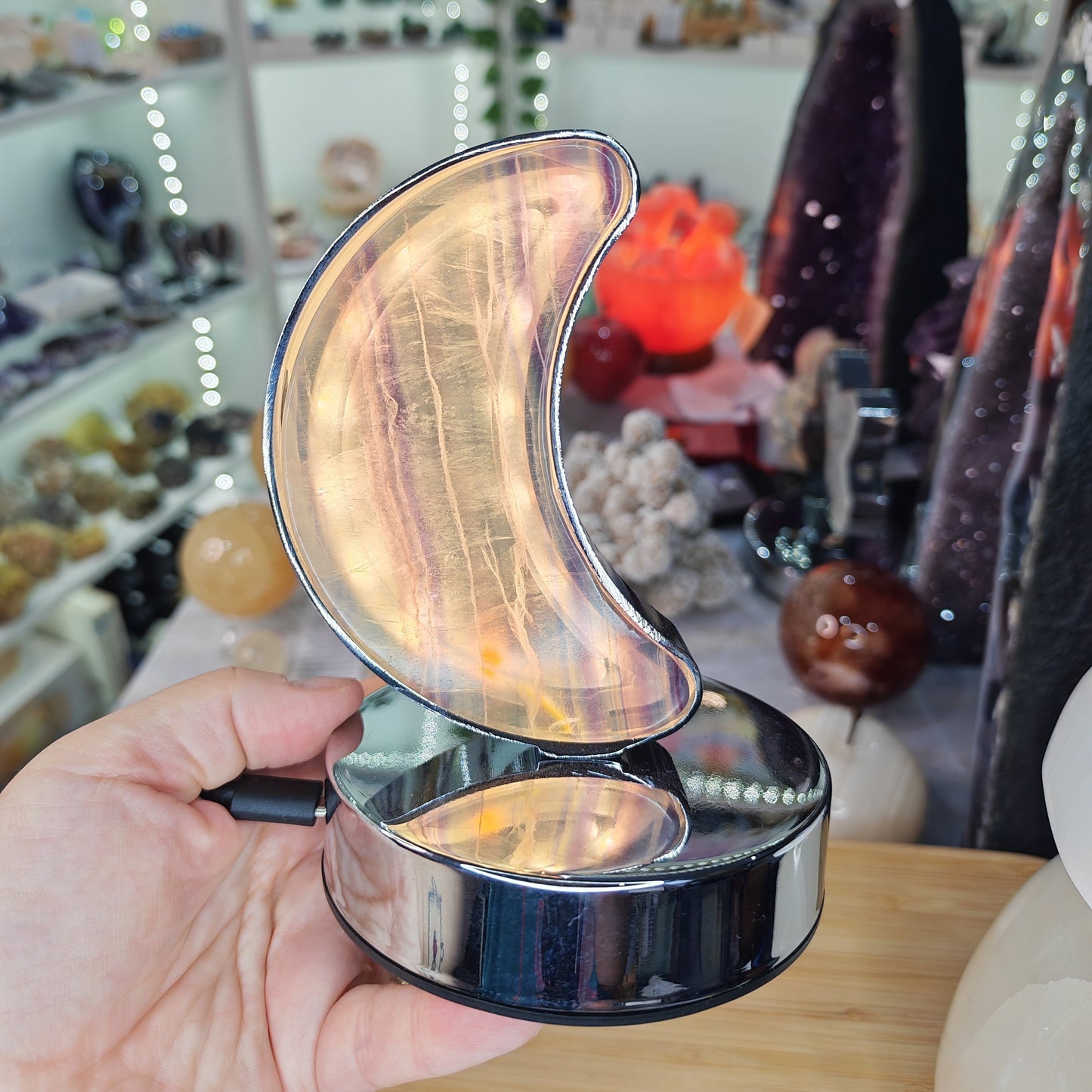 Purple and Green Fluorite Crystal Lamp