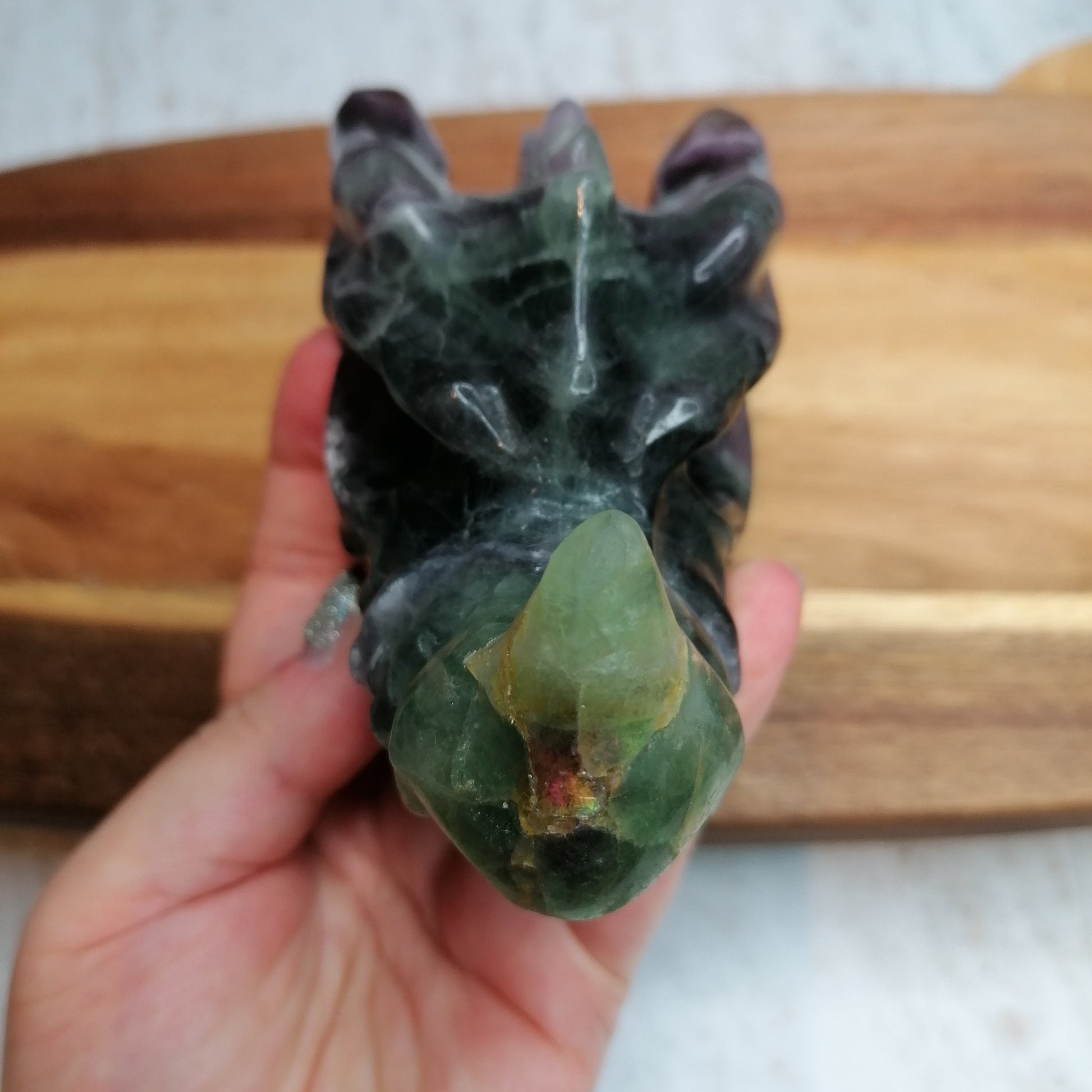 Fluorite Dragon Head with dark purple and green