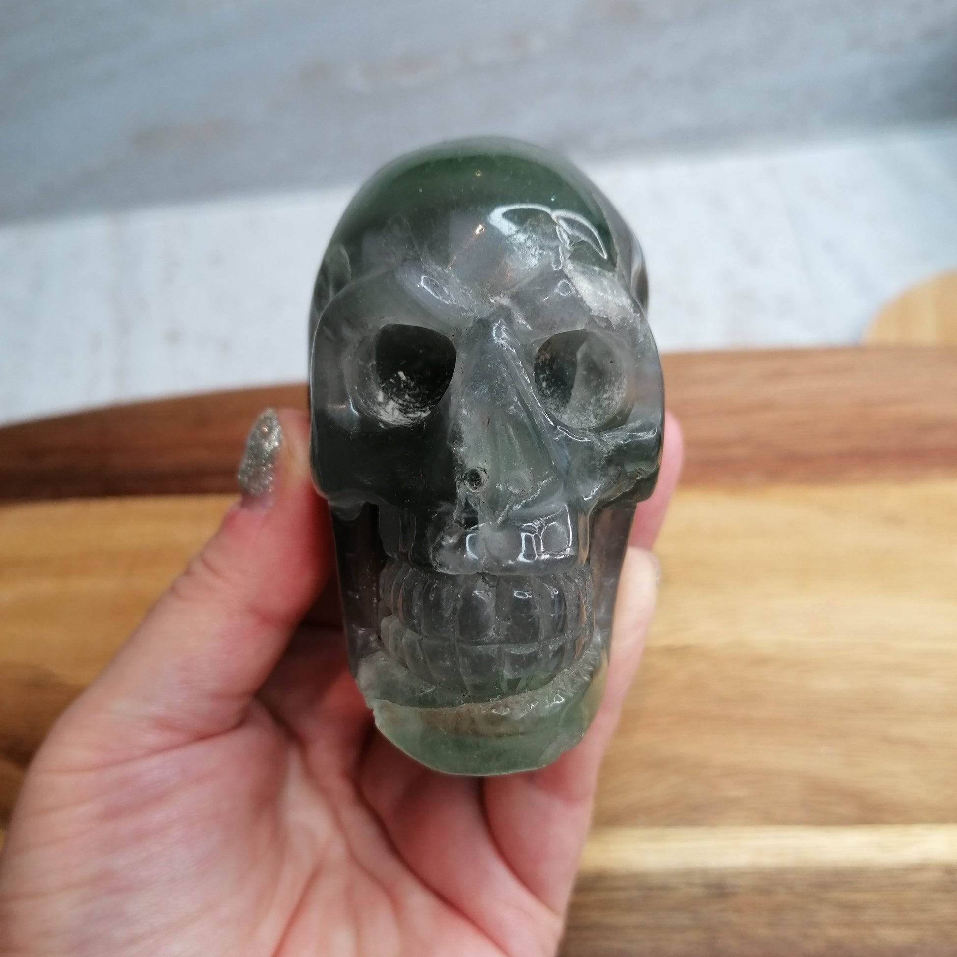 Large Dark Green Fluorite Skull