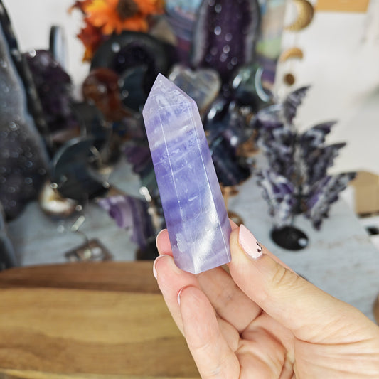 Light Purple banded fluorite tower