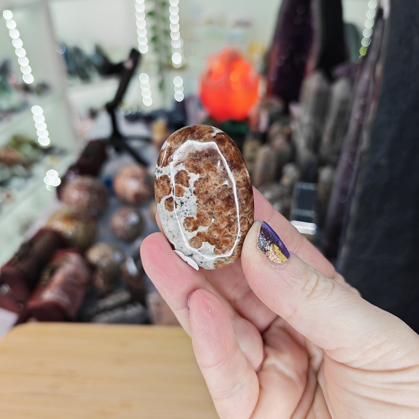 Garnet Limestone Palm Stone