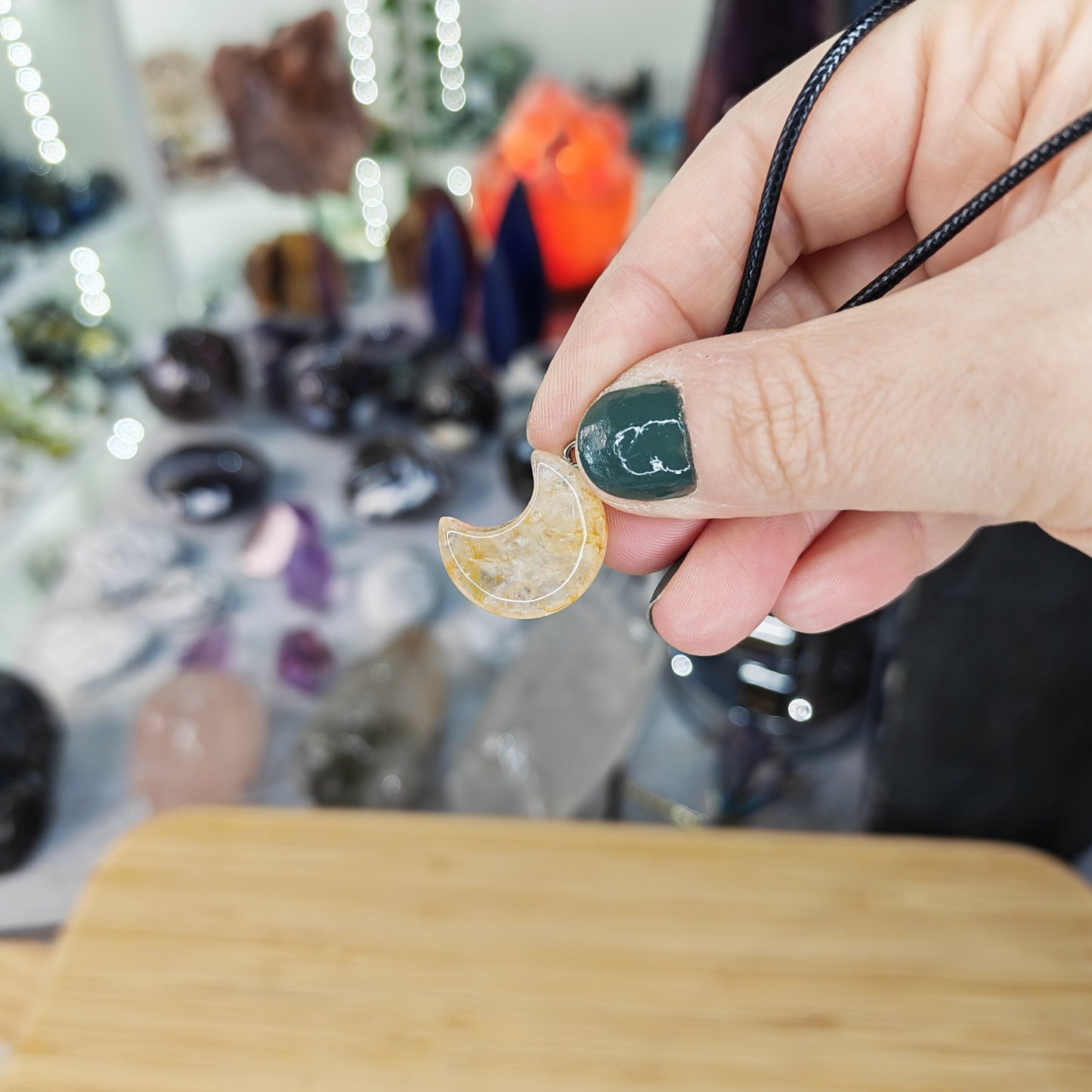 Golden Healer Crystal Moon Necklace