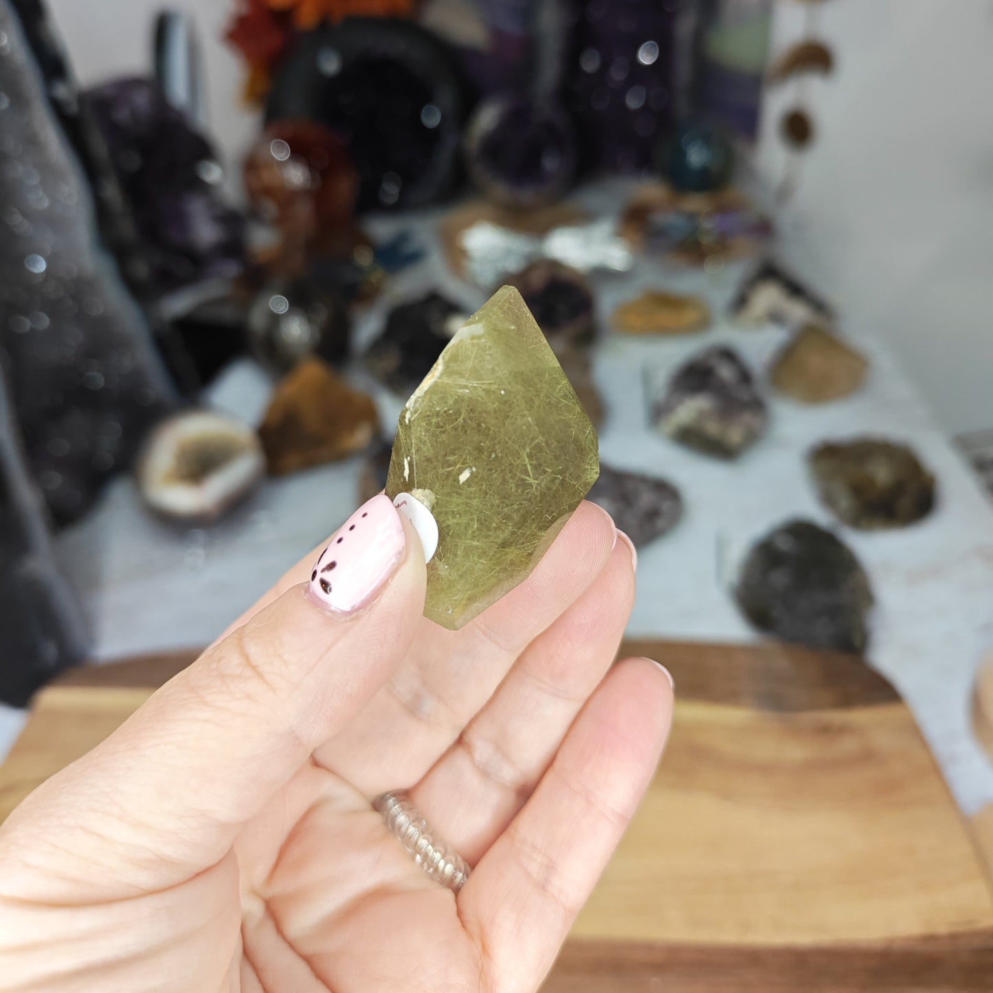 Golden Rutile in Green Quarts Freeform