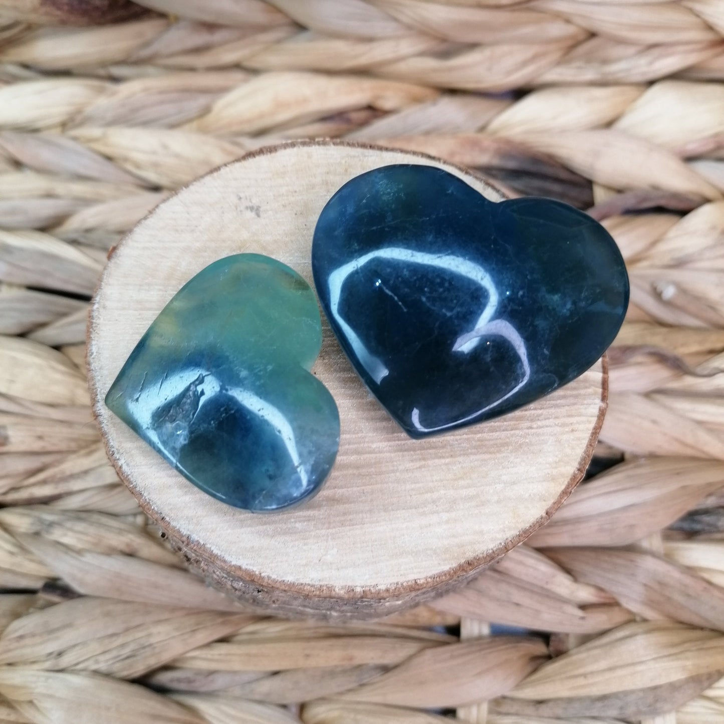 Green Fluorite Crystal Hearts