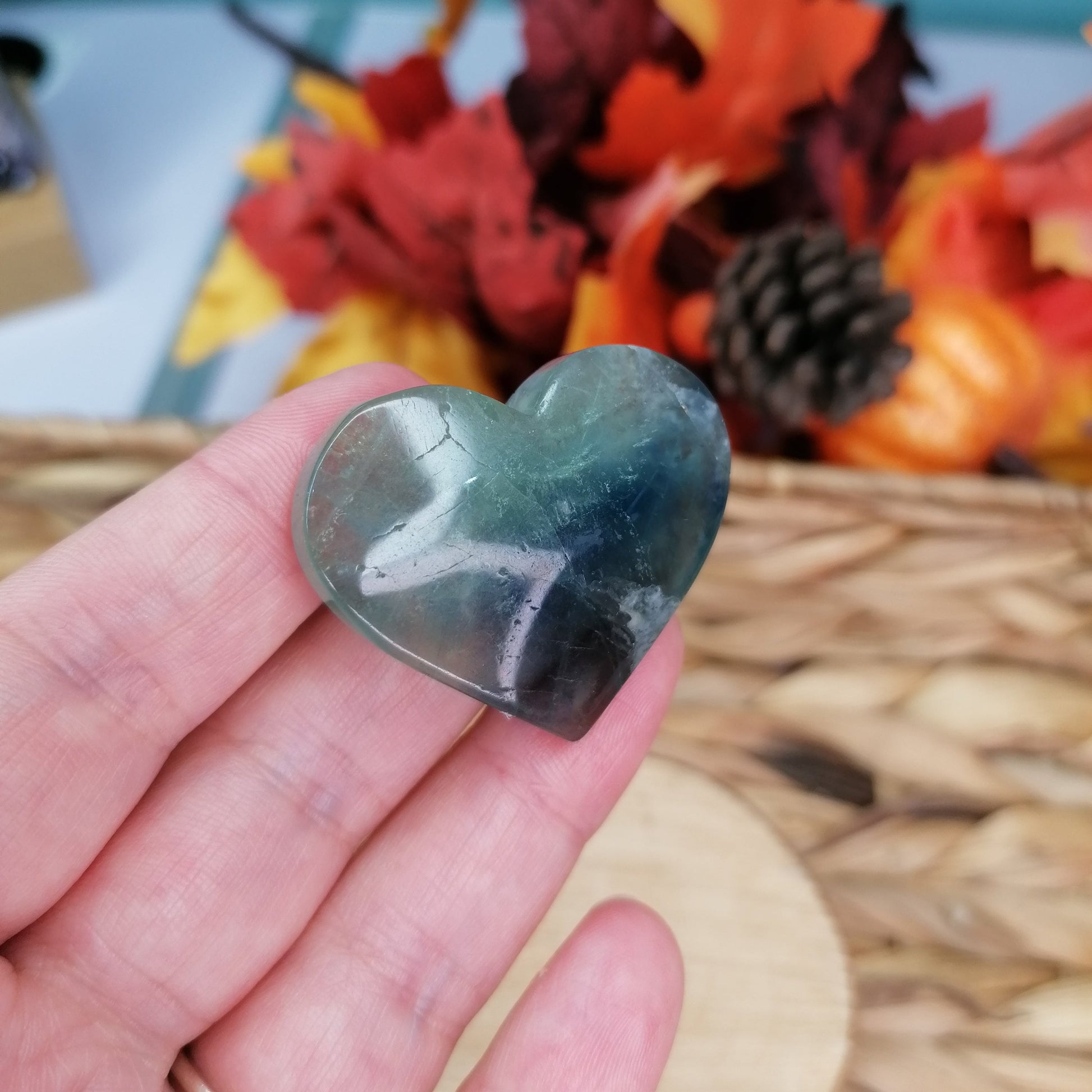 Green and Blue Fluorite Heart