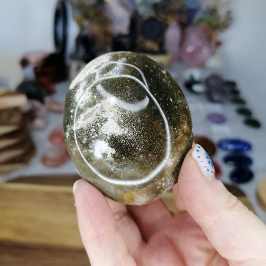 Green and Yellow Ocean Jasper Palmstone
