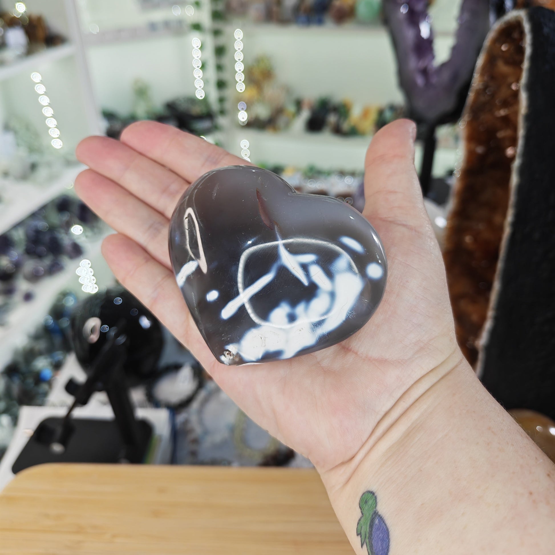 Grey and White Orca Agate Heart