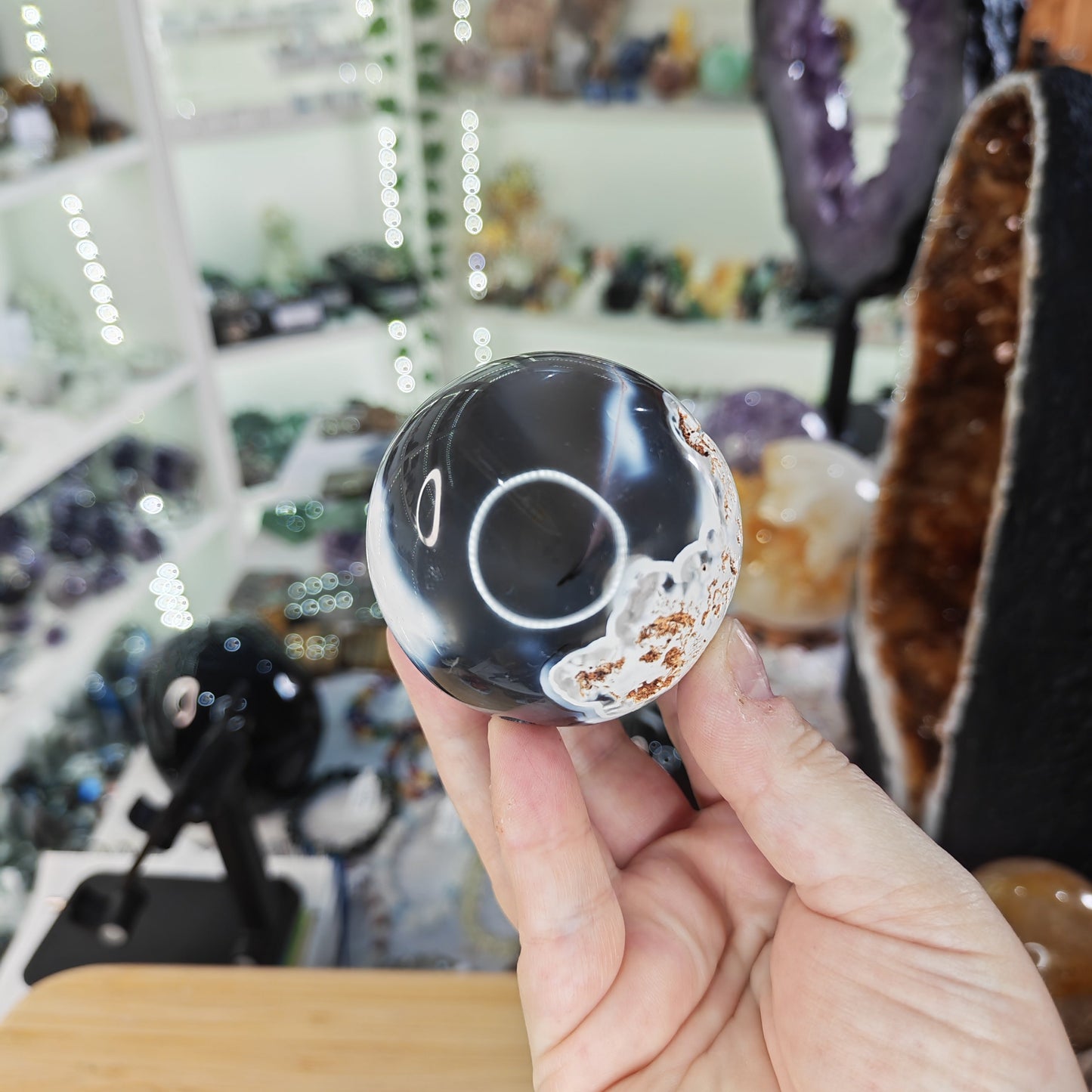 Grey and White Orca Agate Sphere