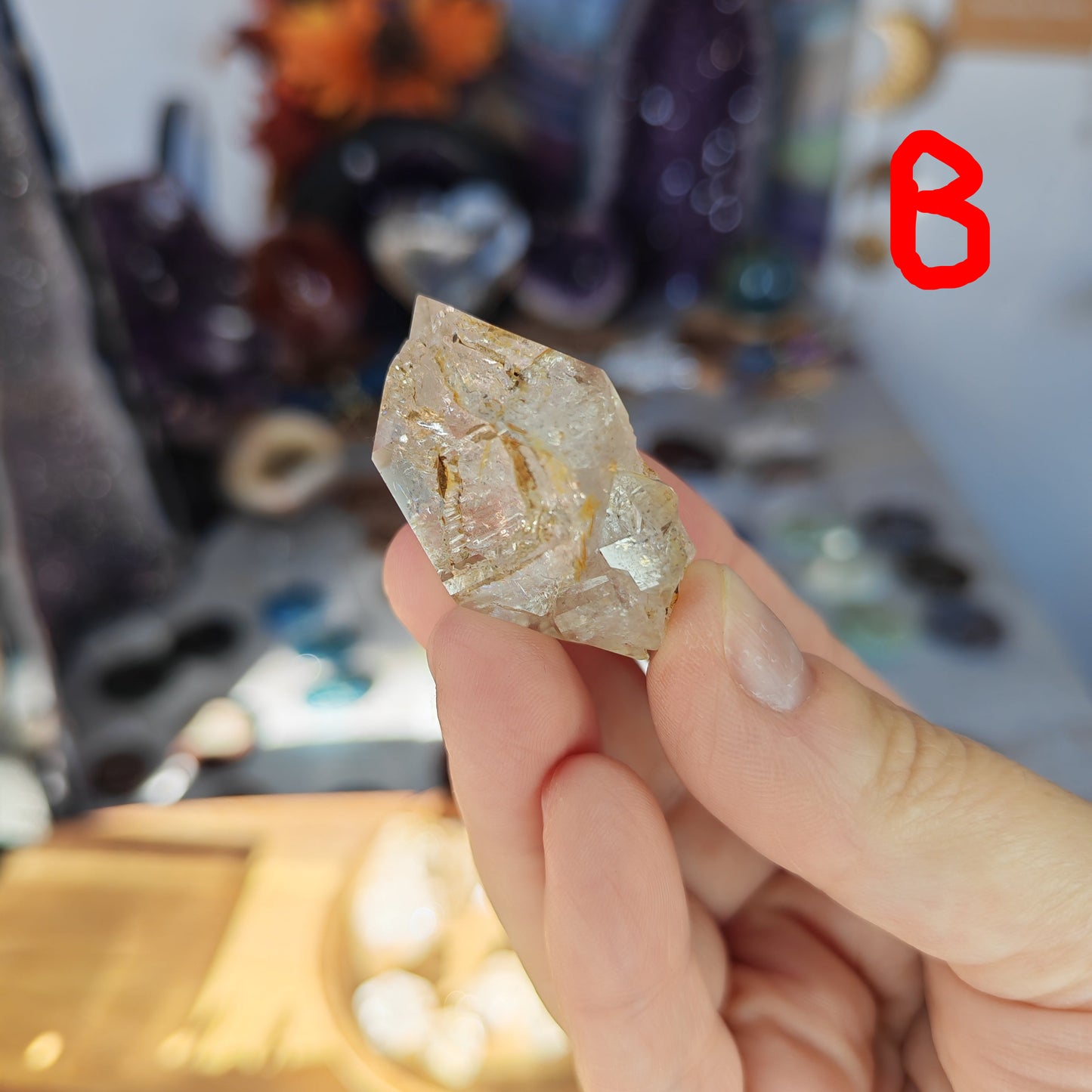 High Grade Herkimer Diamond with golden healer
