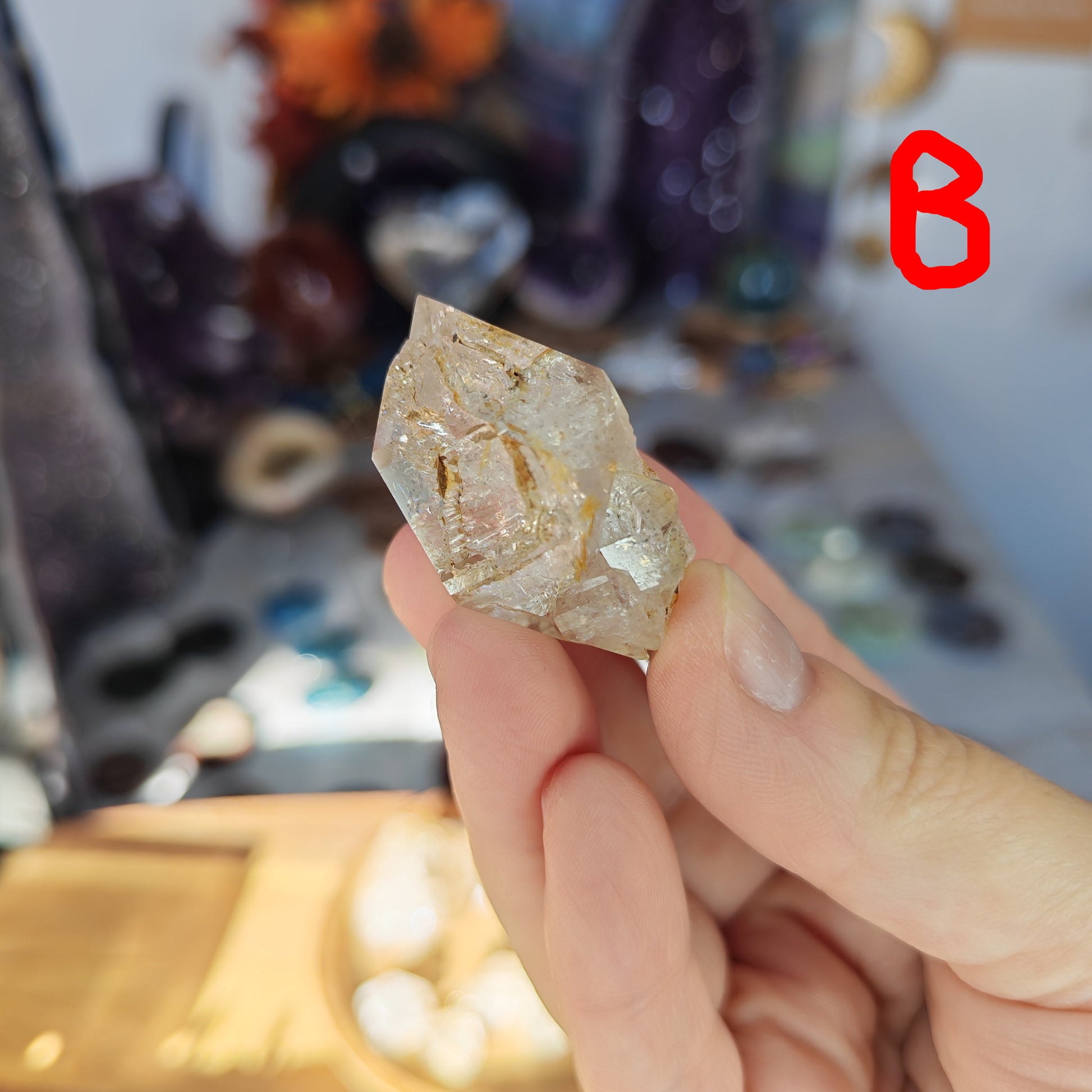 High Grade Herkimer Diamond with golden healer