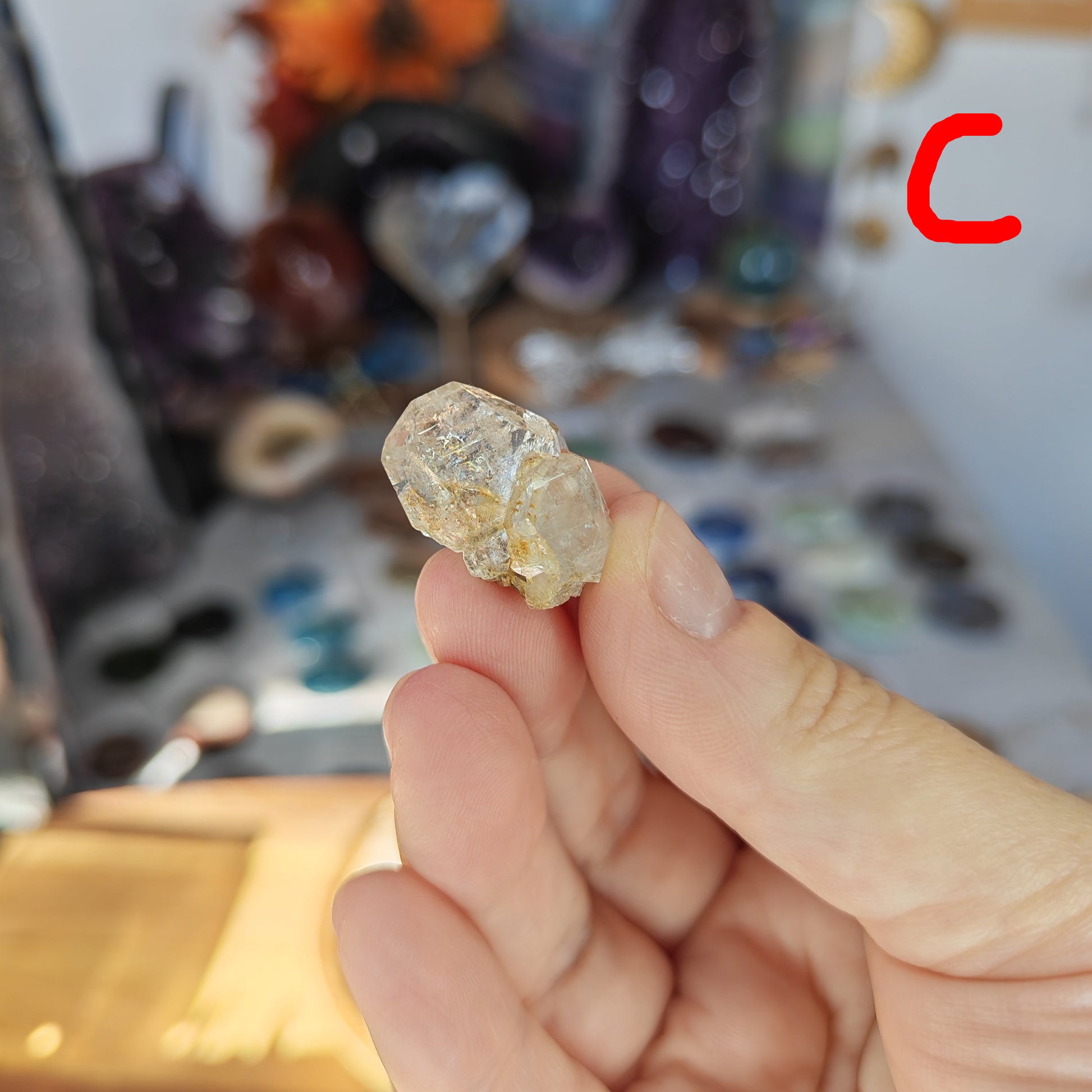 High Grade Herkimer Diamond with golden healer