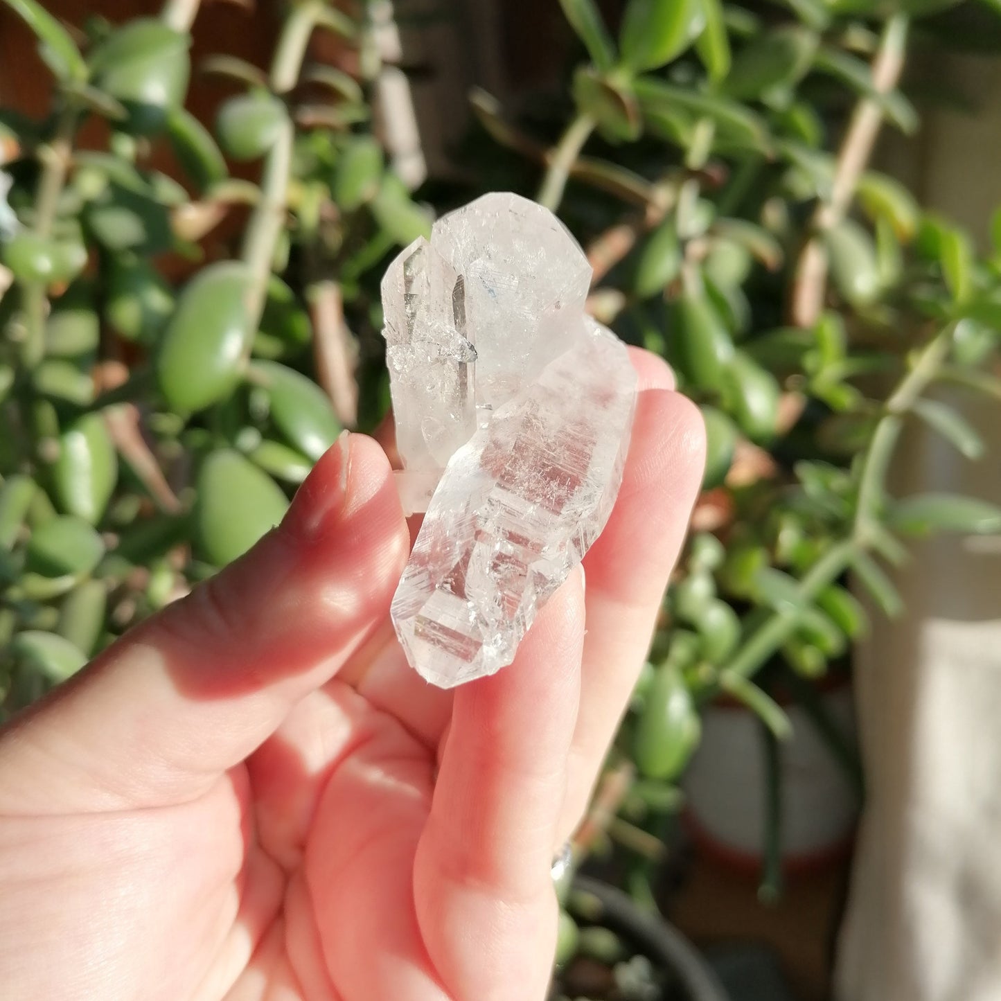 High grade rare colombian lemurian quartz with pink hue