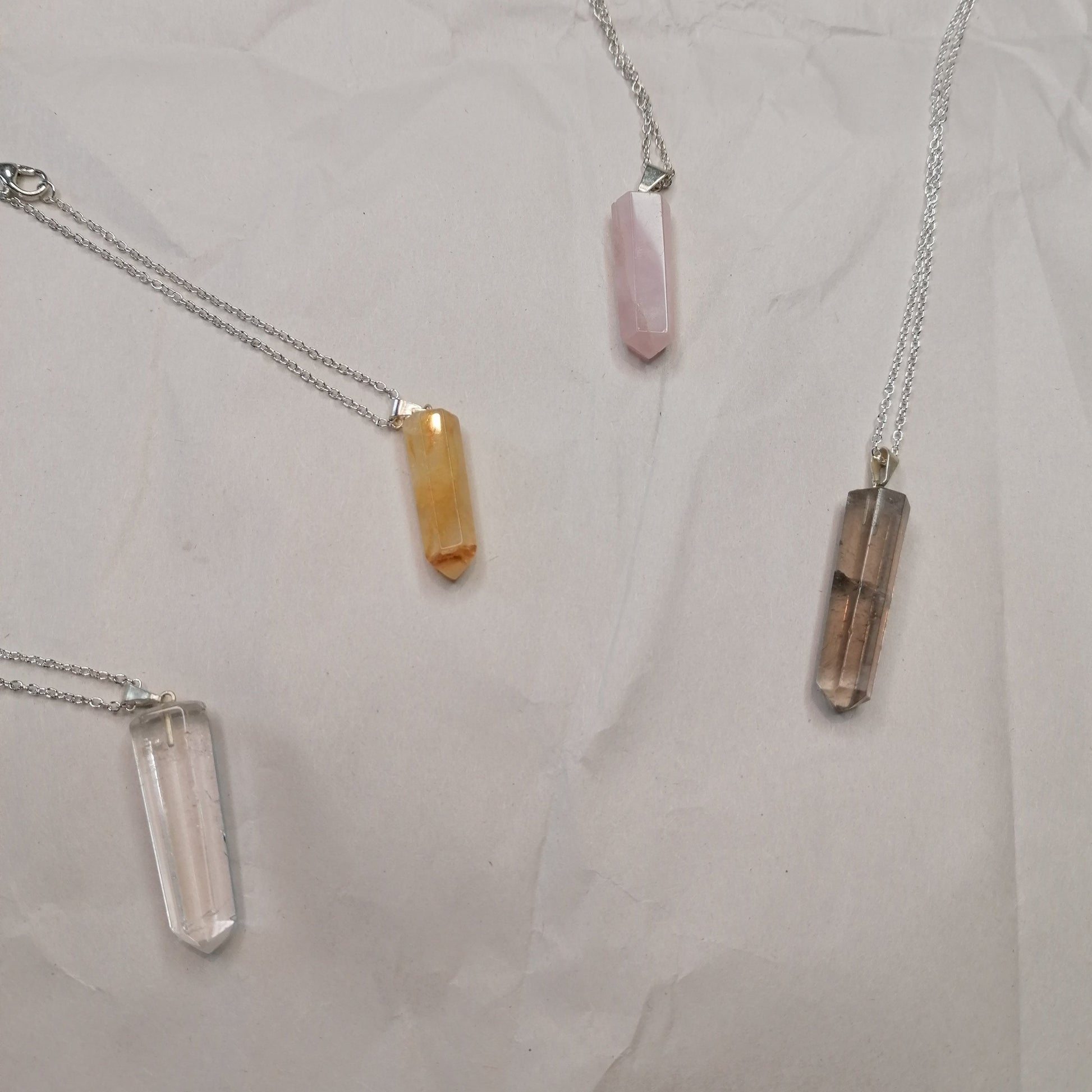 4 mixed crystal point necklaces