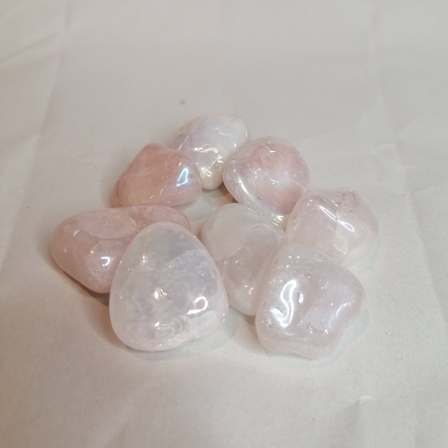 Pink aura rose quartz tumbles