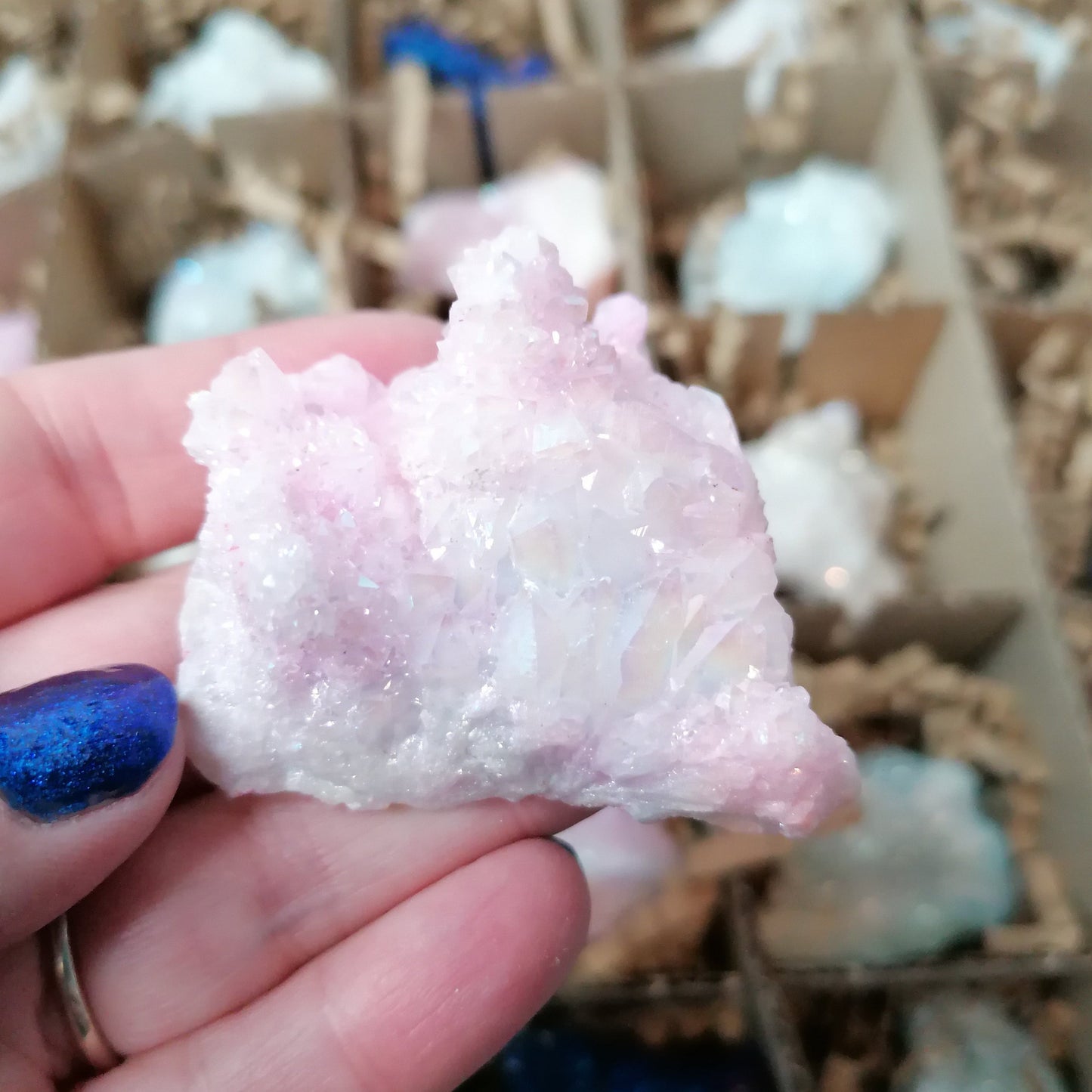 pink aura quartz druzy