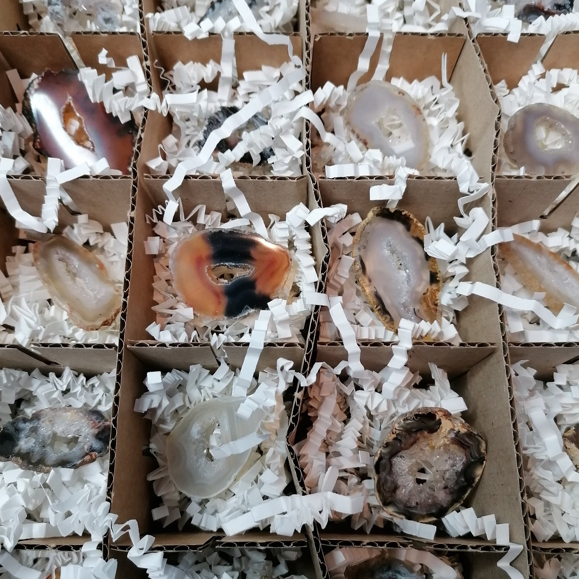 mixed box of agate geode slices