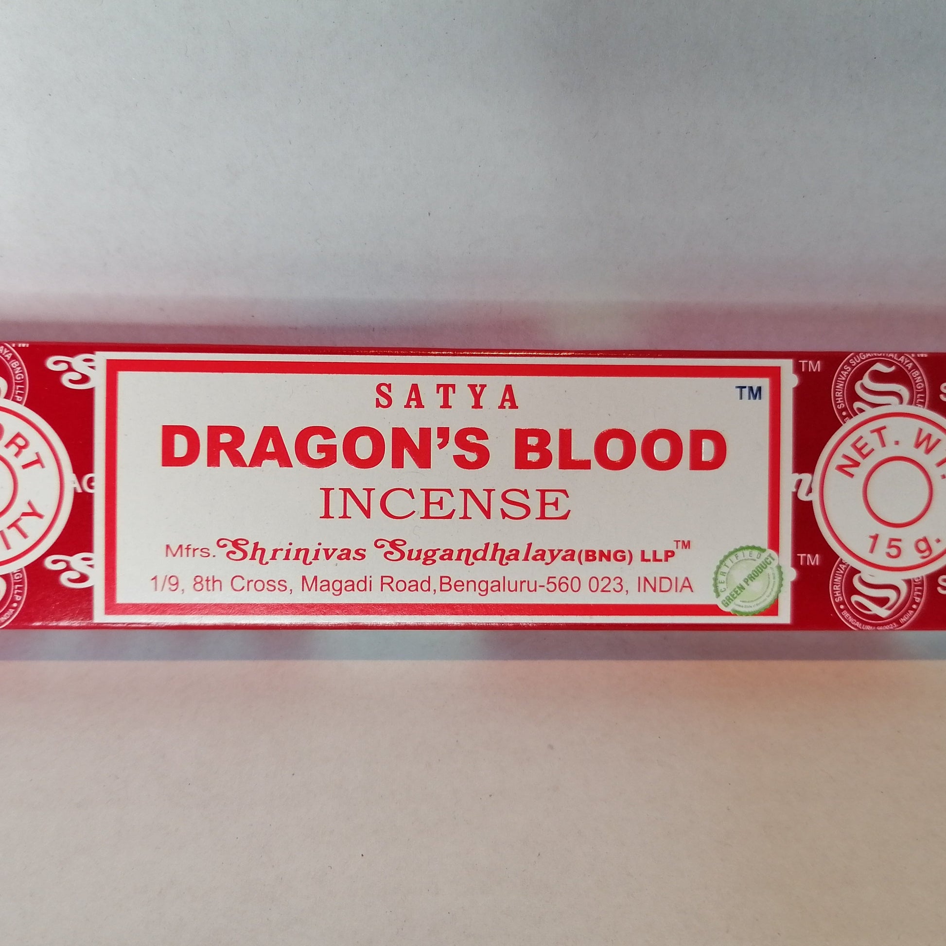 dragons blood incense in a red box