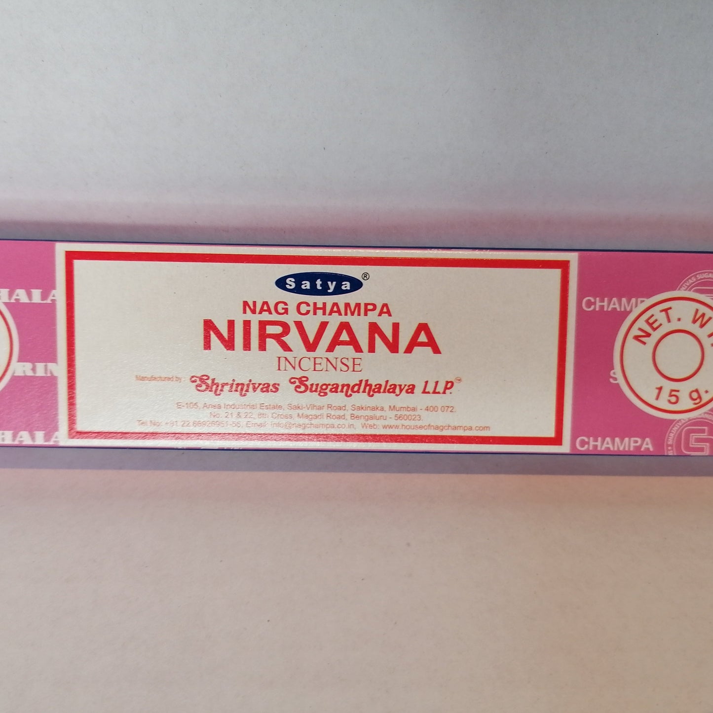 Nirvana incense in a pink box