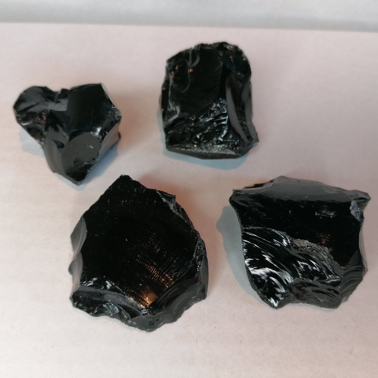 4 piece of raw black obsidian chunks