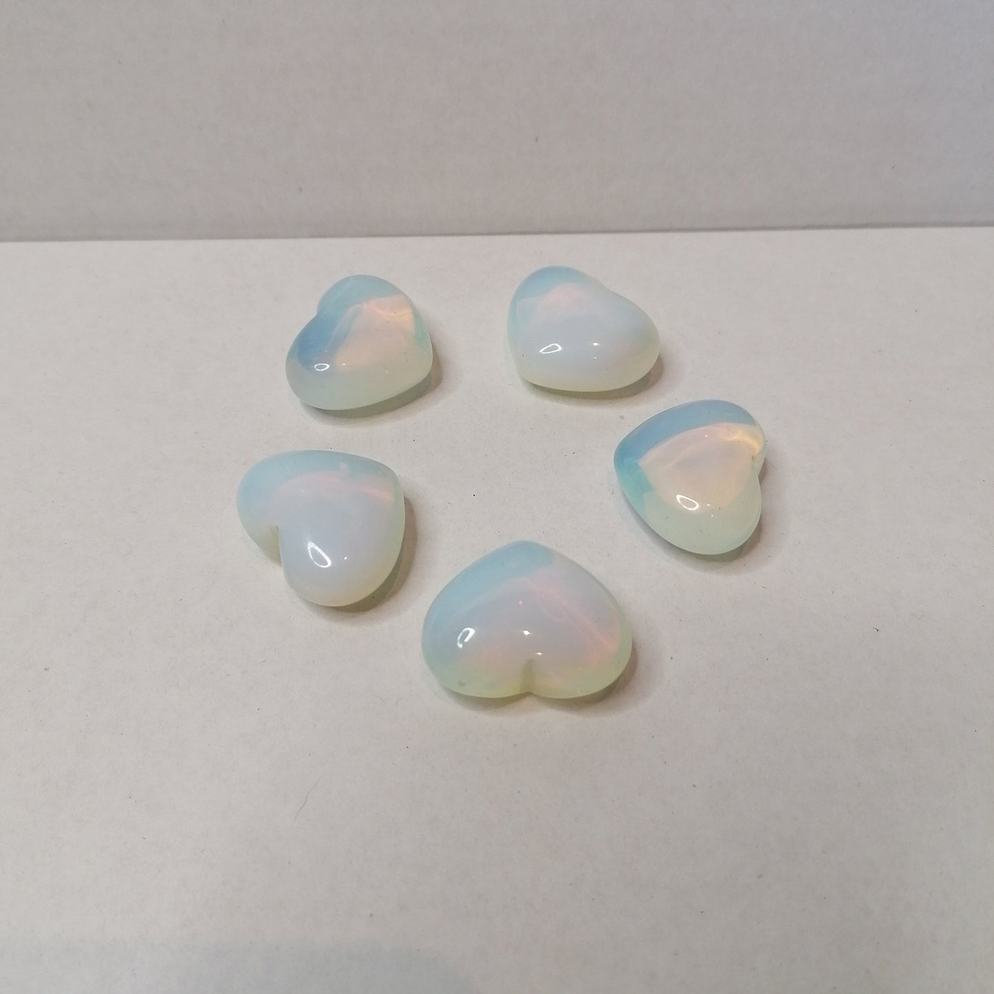 five opalite hearts