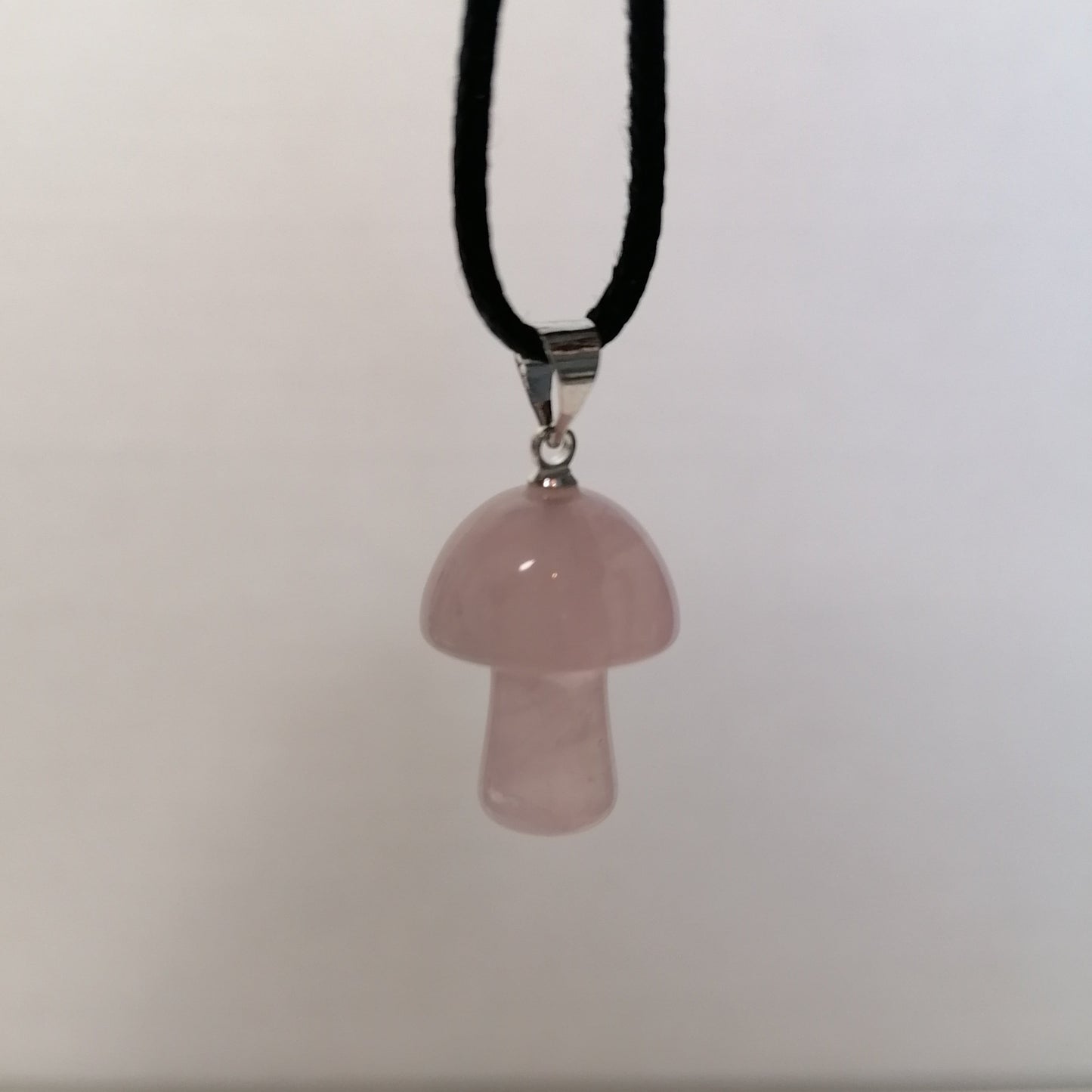 pink rose quartz mushroom necklace