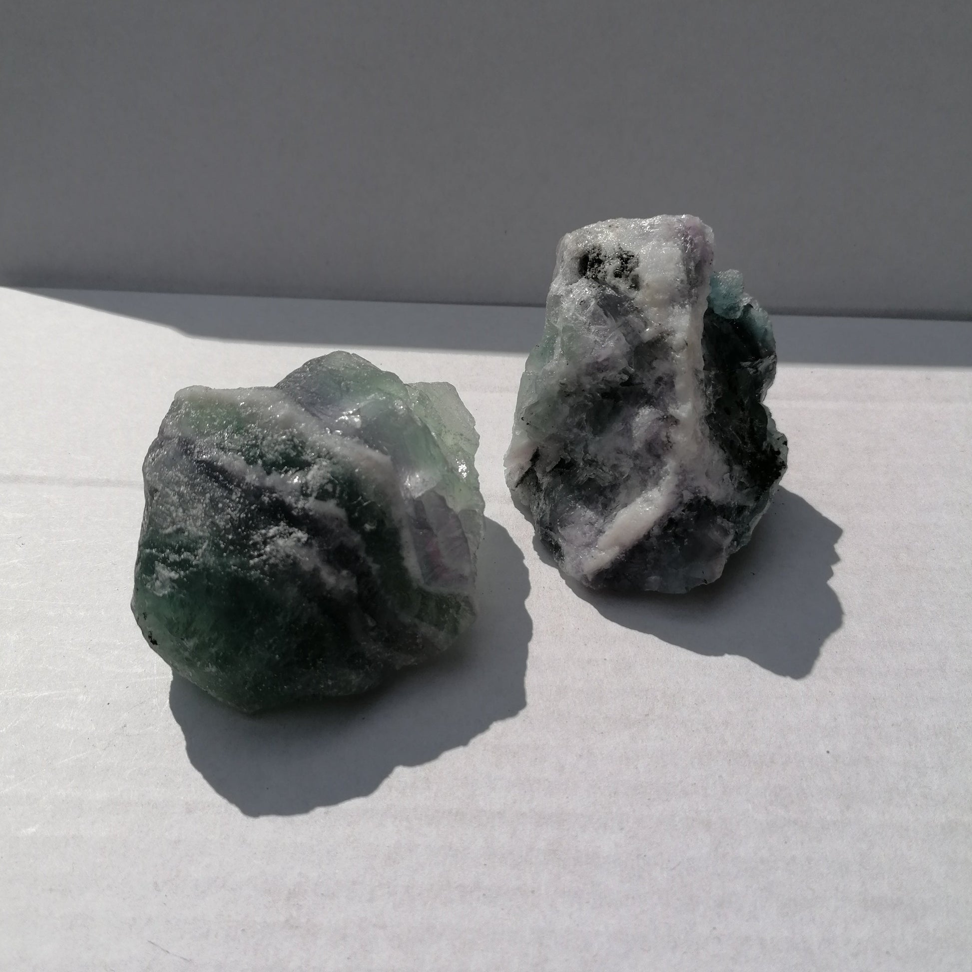 2 pieces of raw fluorite