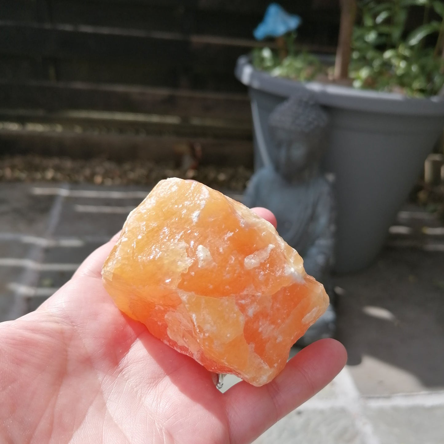 natural raw orange calcite raw chunk