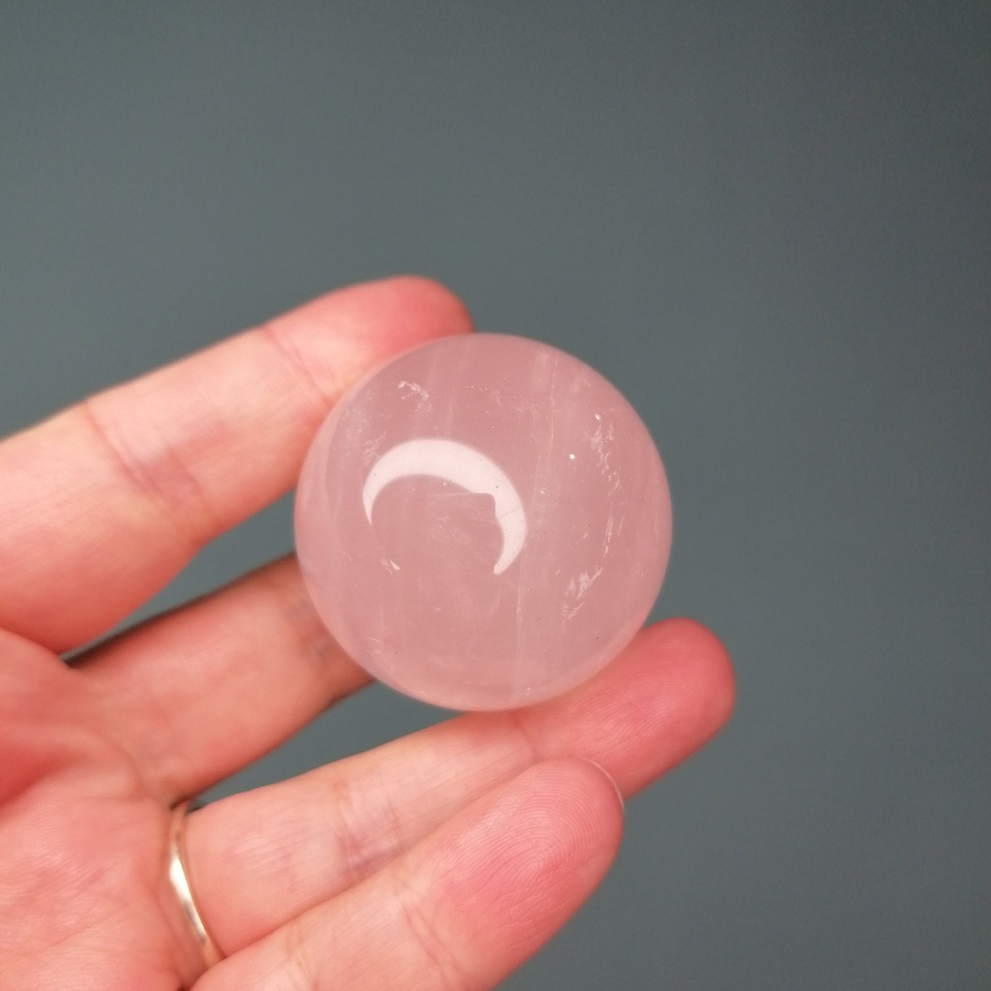 Pink Rose Quartz sphere with quartz internal banding