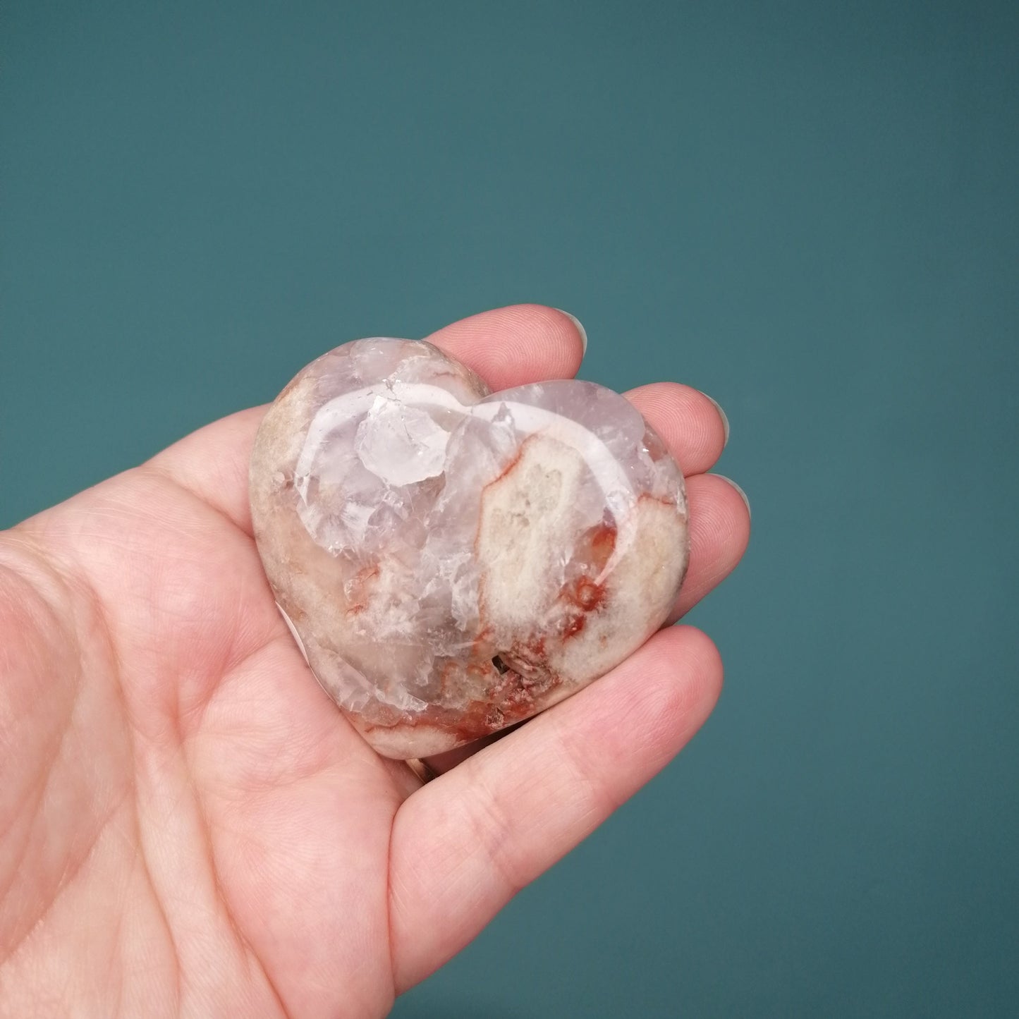 lilac purple, white, pink and deep red pink amethyst heart with quartz druzy