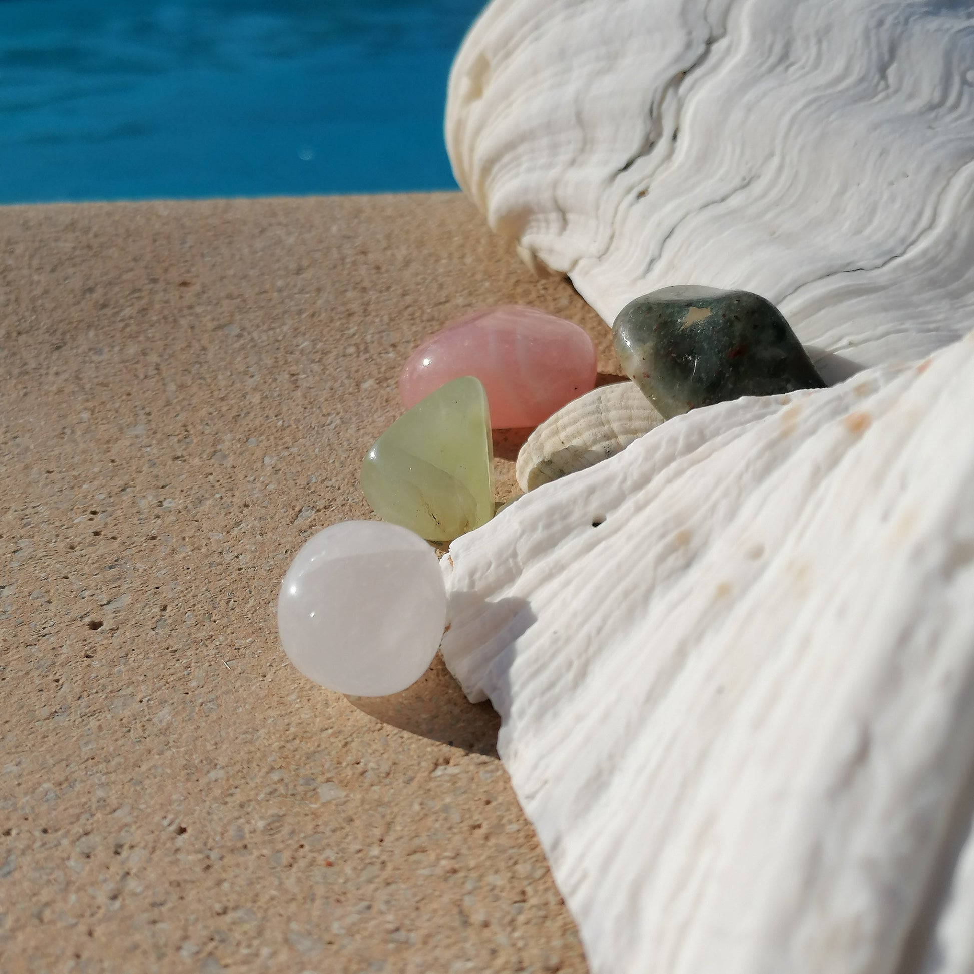 crystals by the pool