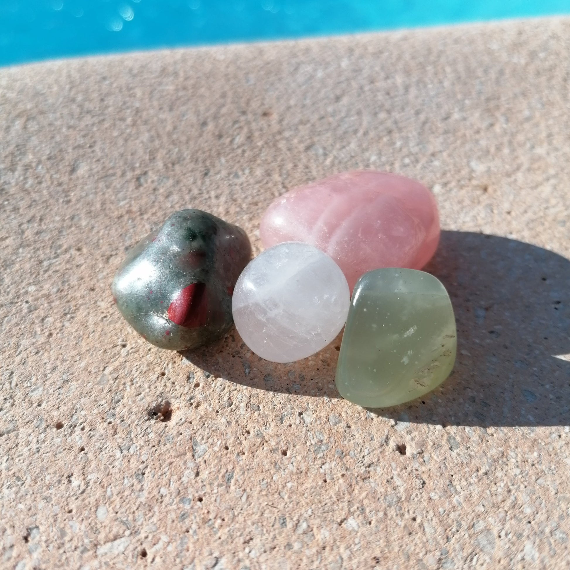 crystals by the pool