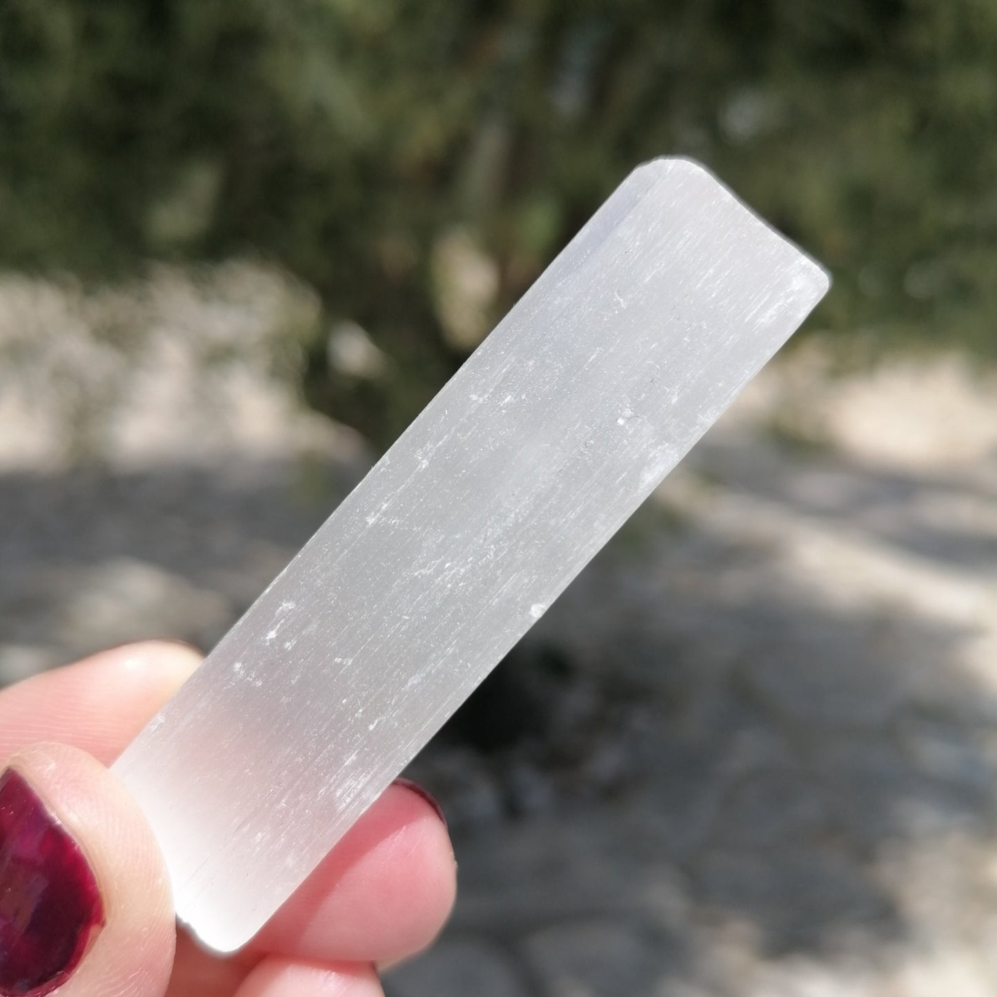 white selenite stick wand