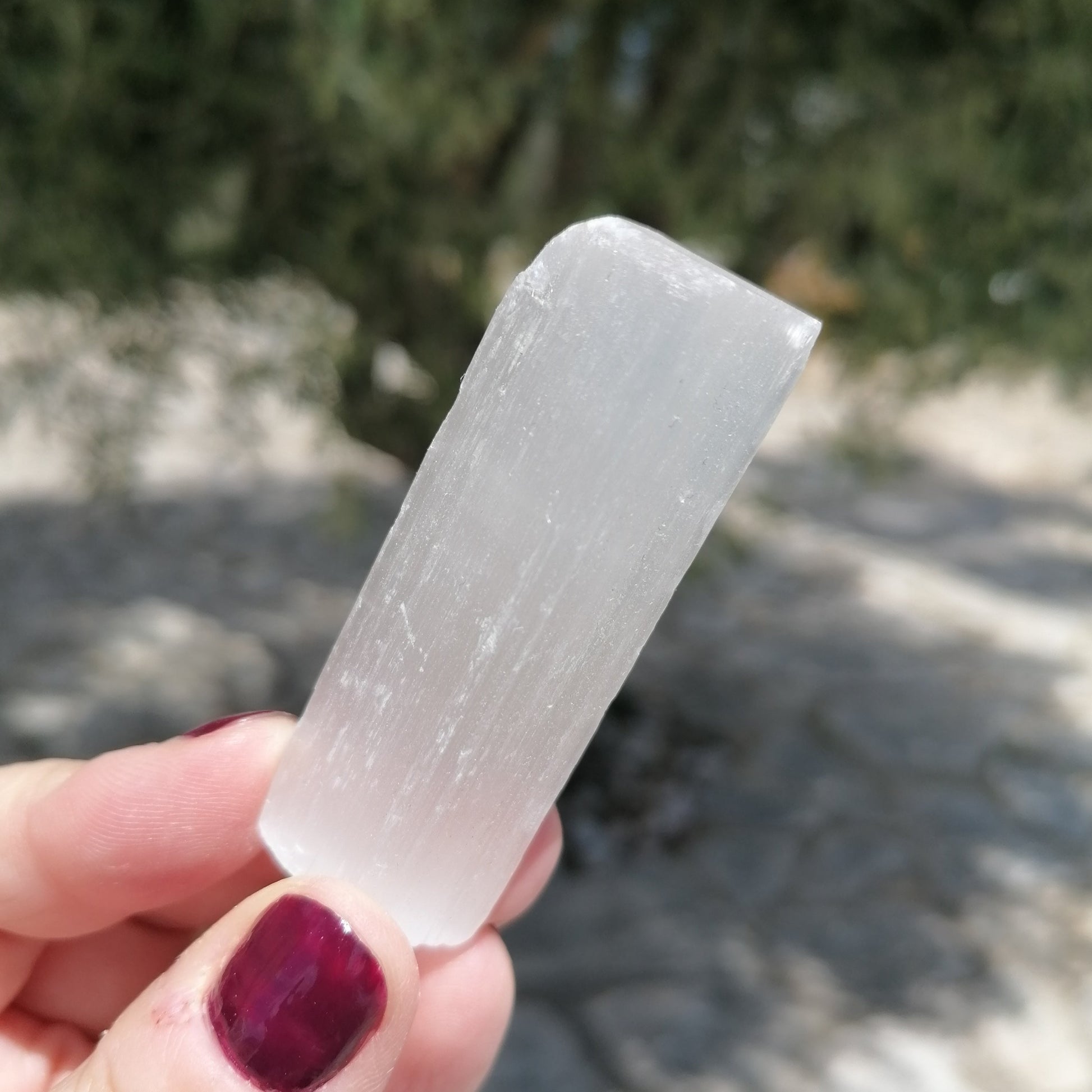 white selenite stick wand