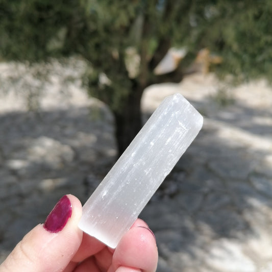 white selenite stick wand