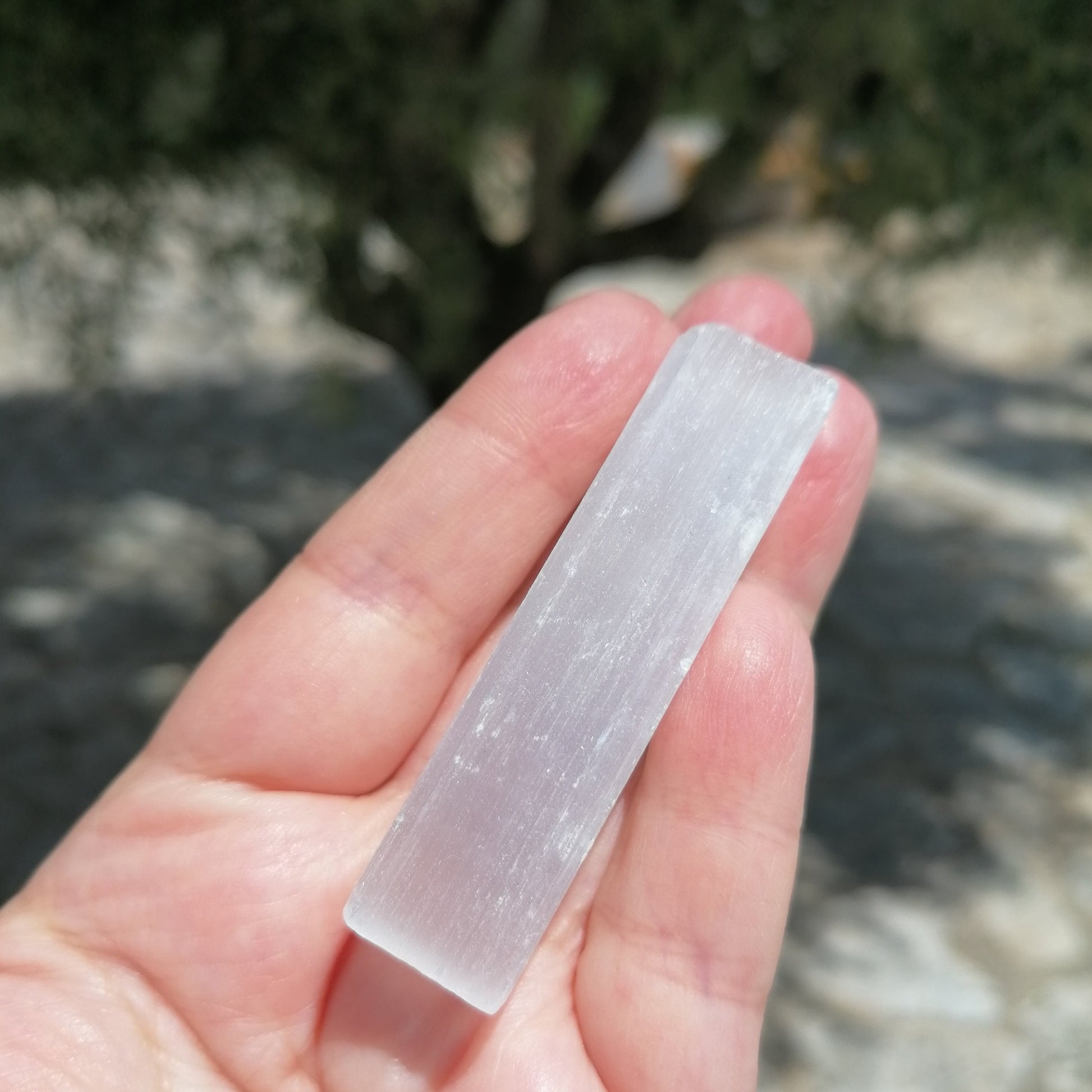 white selenite stick wand