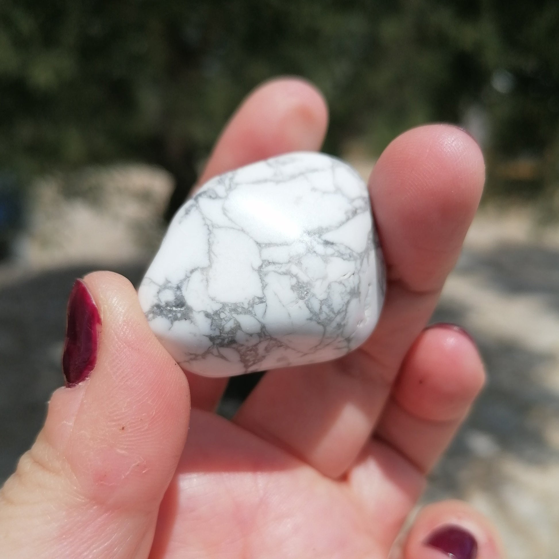 white and black howlite tumblestone