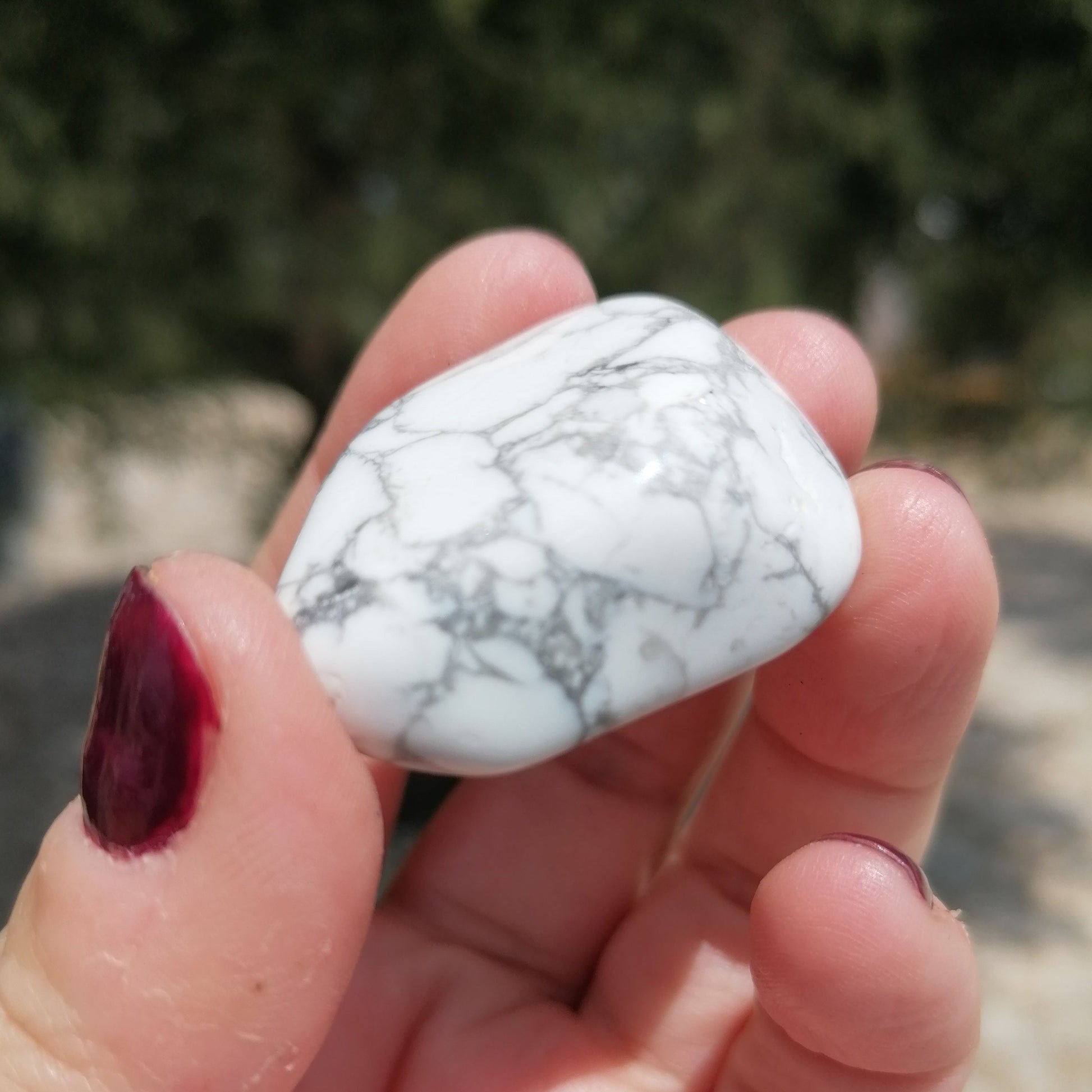 white and black howlite tumblestone