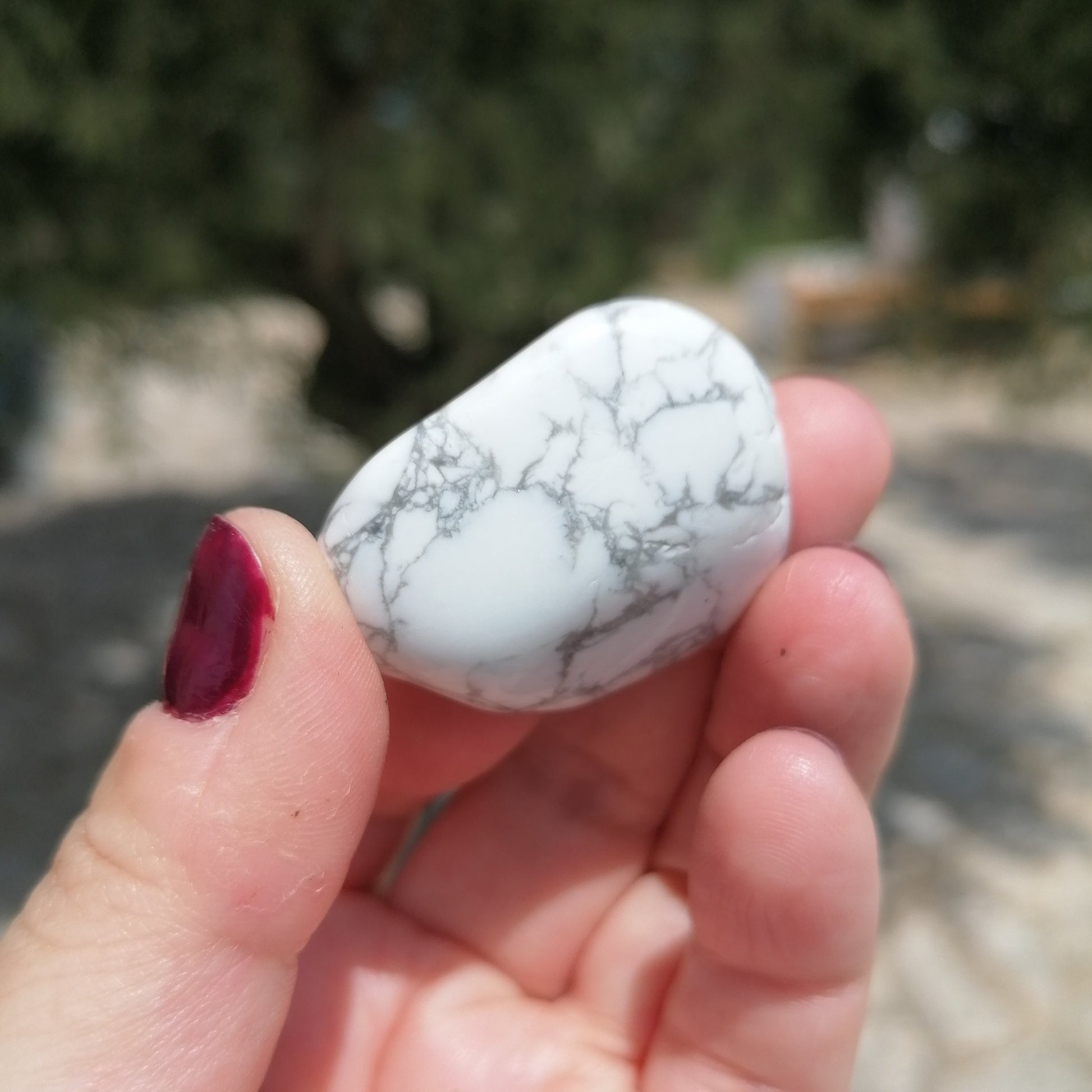 white and black howlite tumblestone