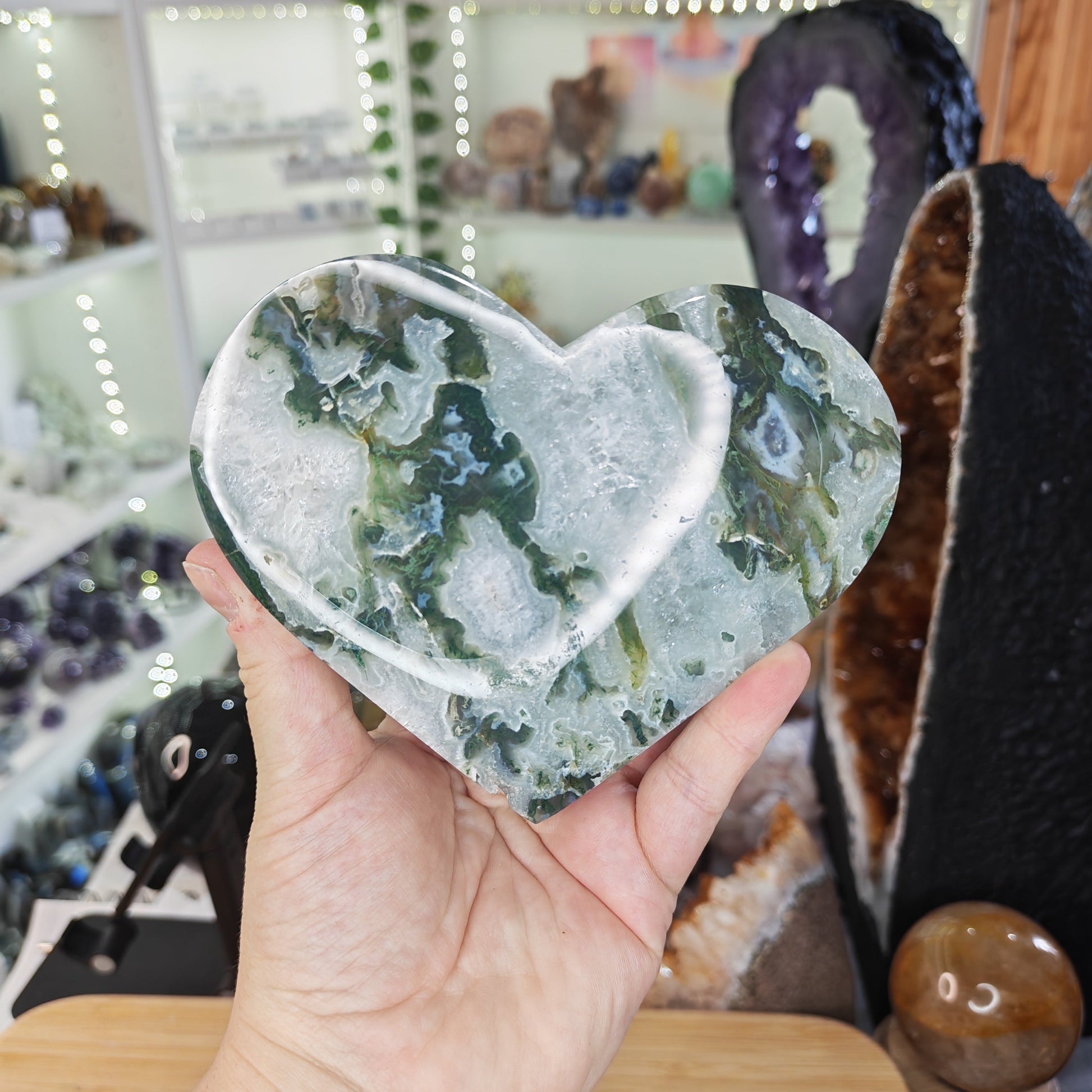Large Moss Agate Heart