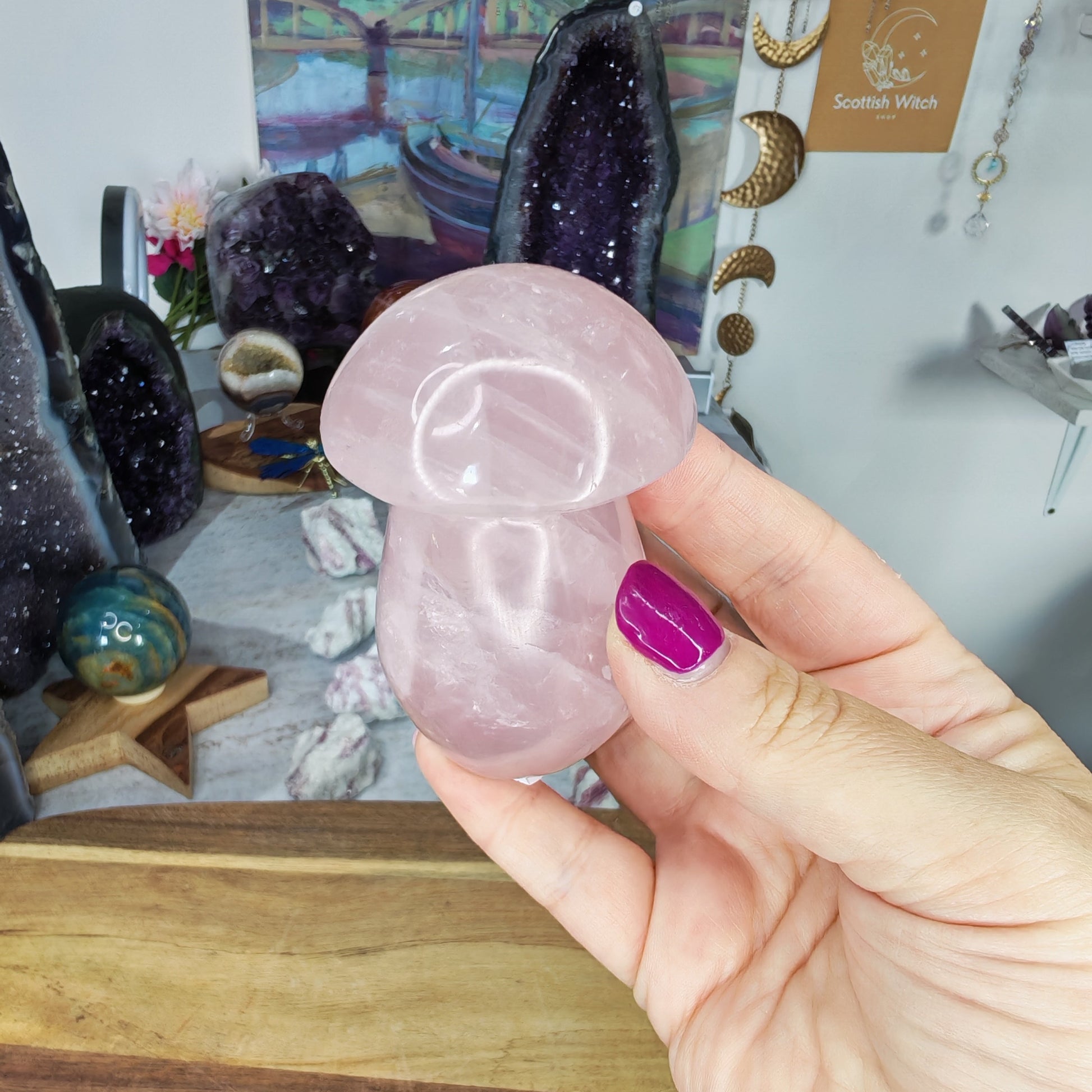 Pink Rose Quartz Mushroom