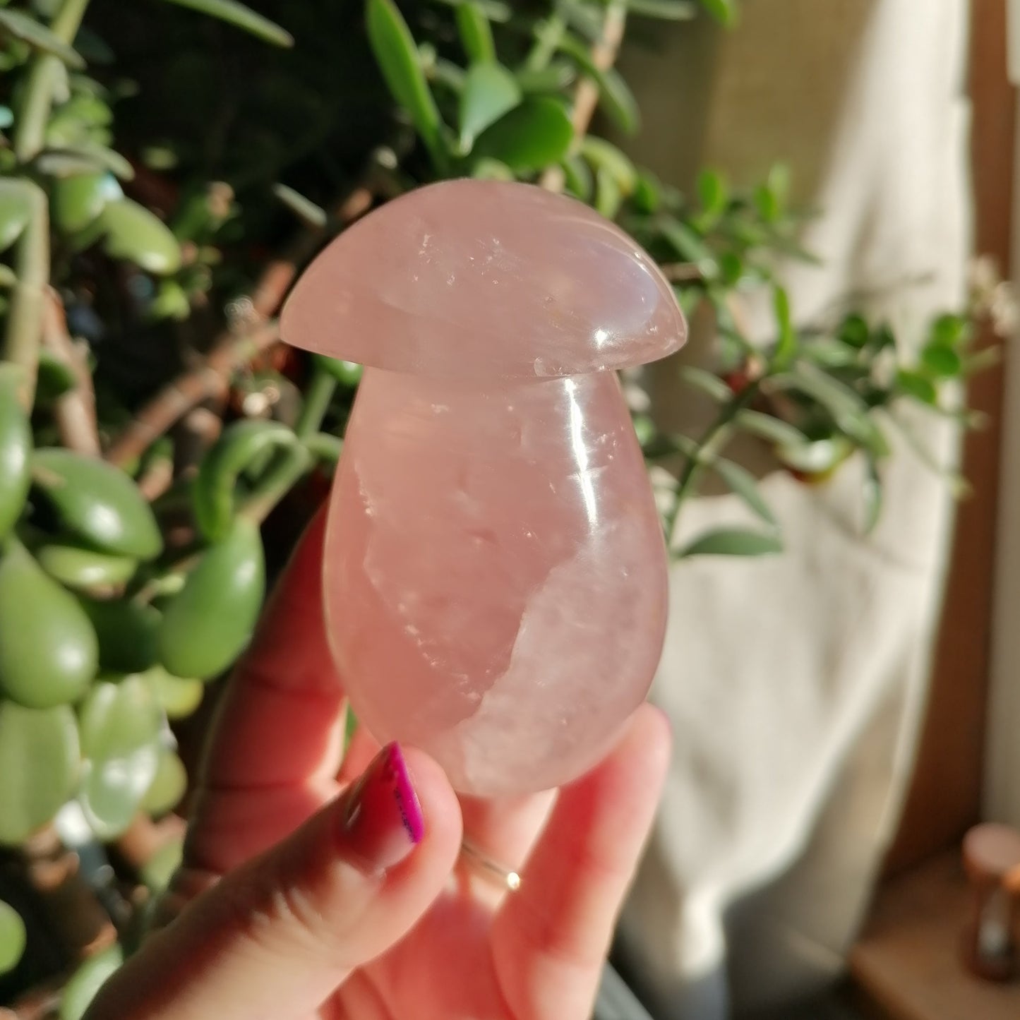 Large Pink Rose Quartz Mushroom