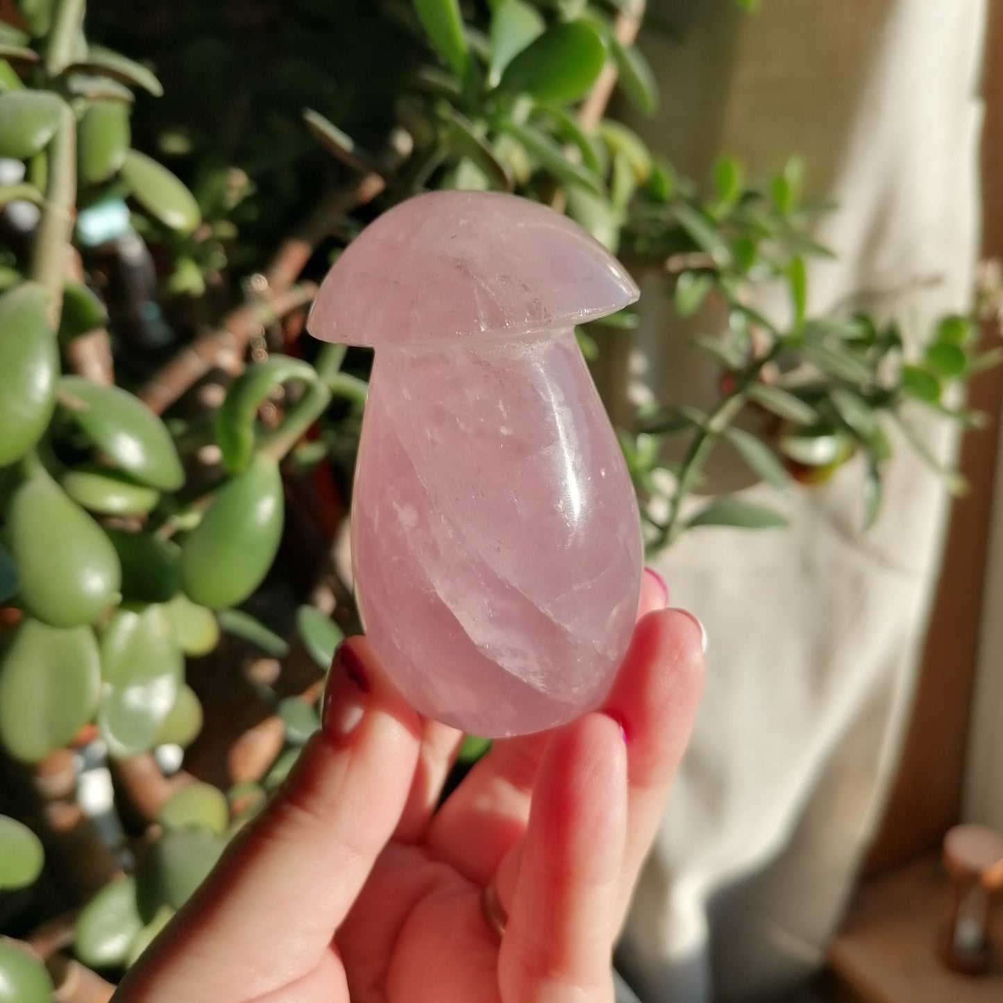 Large Pink Rose Quartz Mushroom