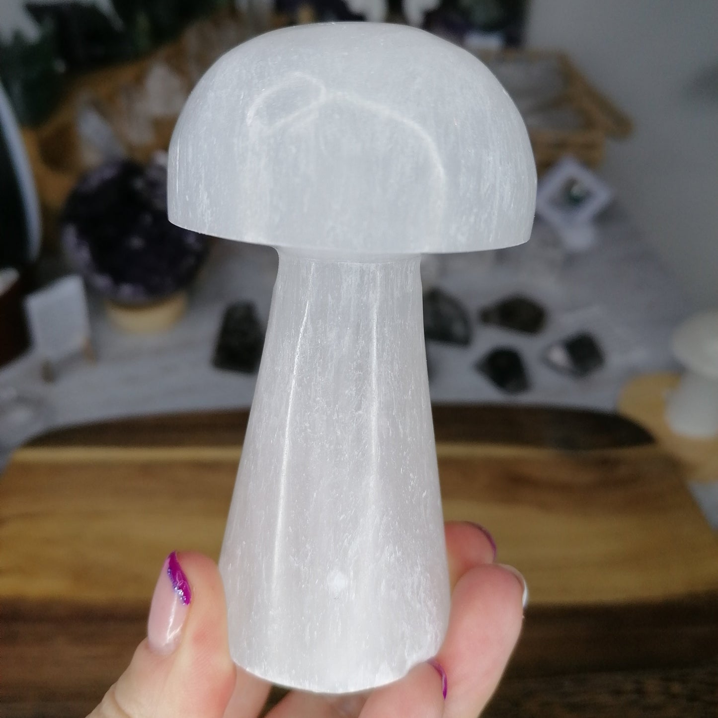 Large white selenite mushroom